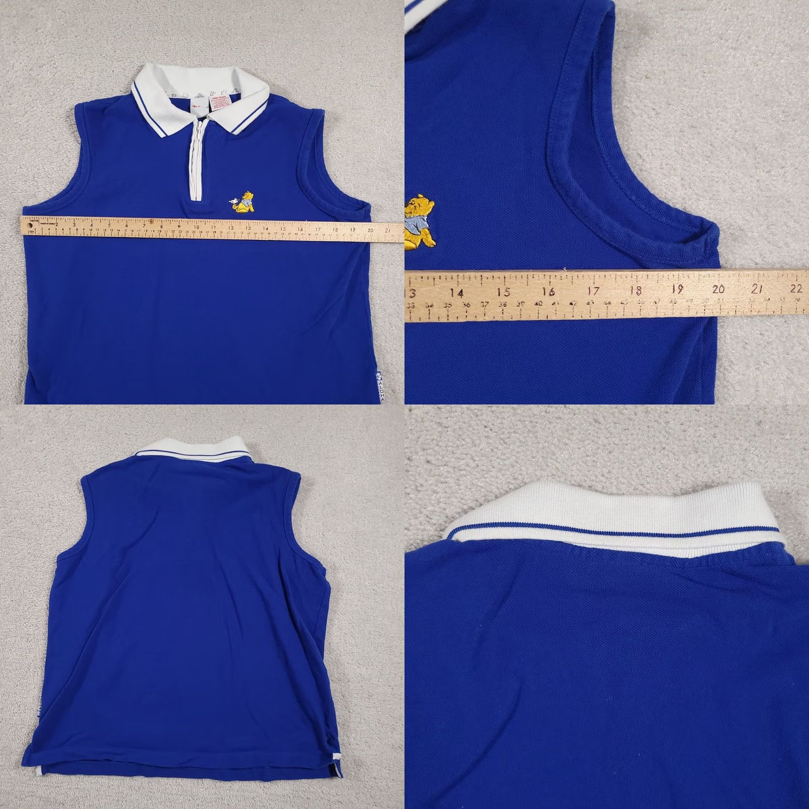 Disney VINTAGE Disney Polo Shirt Womens Large Blue White Sleeveless Winnie the Pooh Embroidered Size L / US 10 / IT 46 - 9 Thumbnail