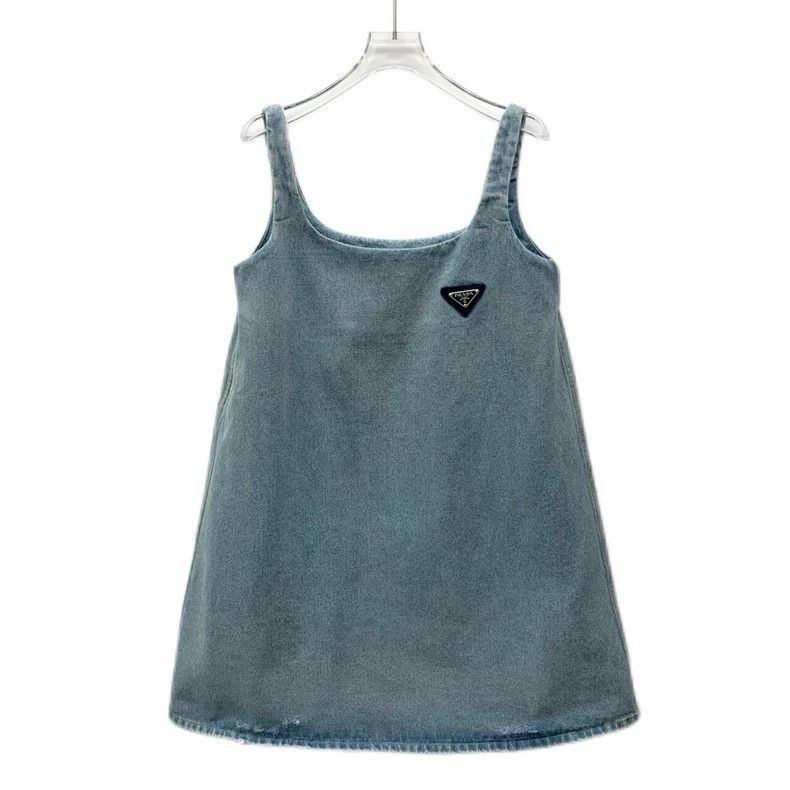 Prada Prada 23 blue triangle label cotton strap dress 2504-Nextar Size XS / US 0-2 / IT 36-38 - 1 Thumbnail
