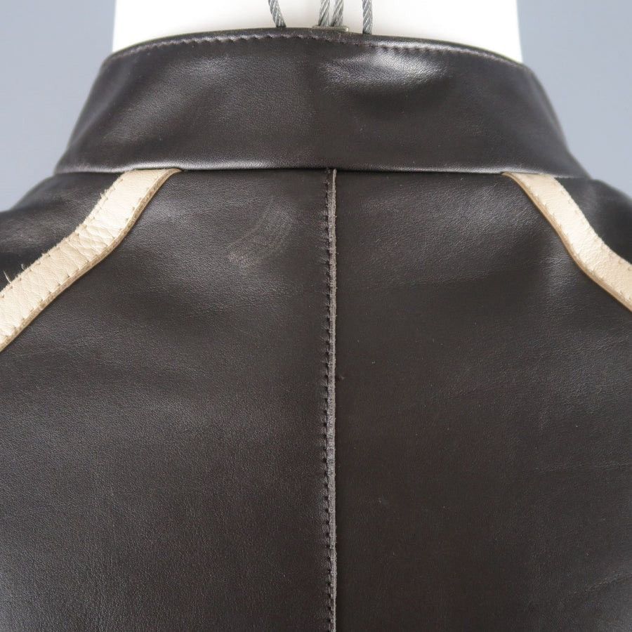 Neil Barrett ‘NEIL BARRETT’ Brown Leather Moto Inspired Jacket Size US L / EU 52-54 / 3 - 11 Thumbnail