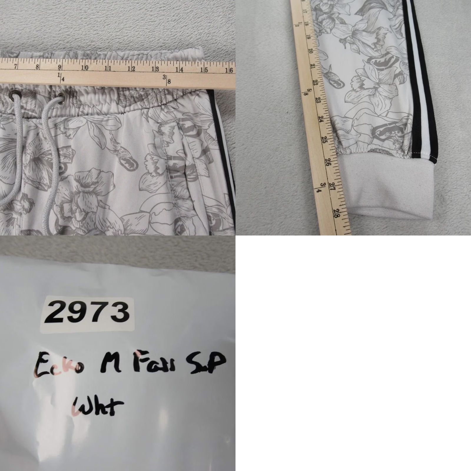 Ecko Unltd. VINTAGE ECKO UNLTD Pants Mens Small White Floral Pockets Elastic Drawstring Waist Jogger Size US 29 - 10 Thumbnail