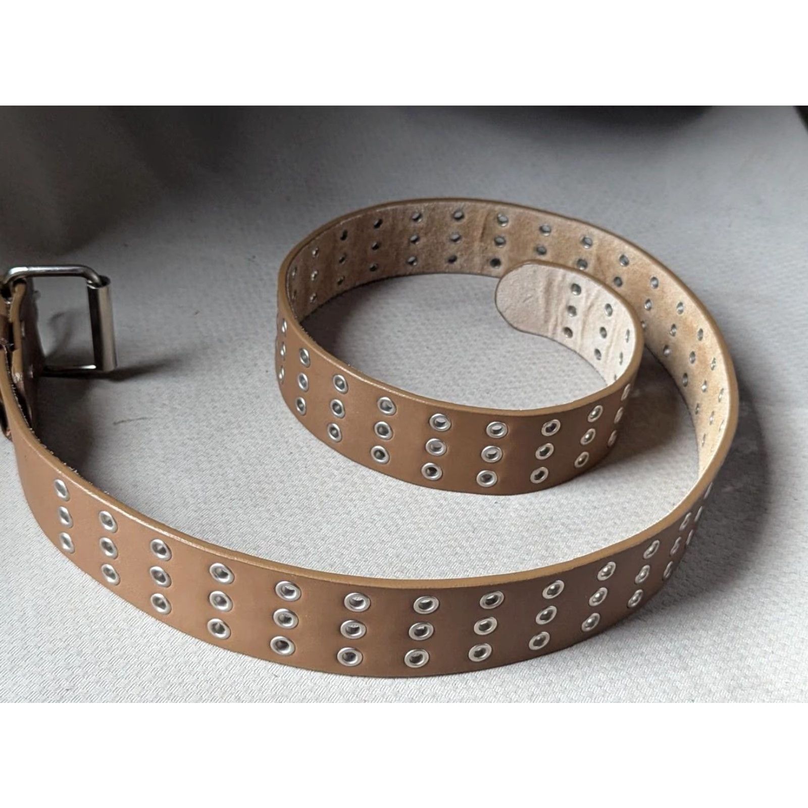 Vintage VINTAGE studded belt Men Brown leather 38 belt Studded Riveted Gothic Y2K 1990s Size 38 - 3 Thumbnail
