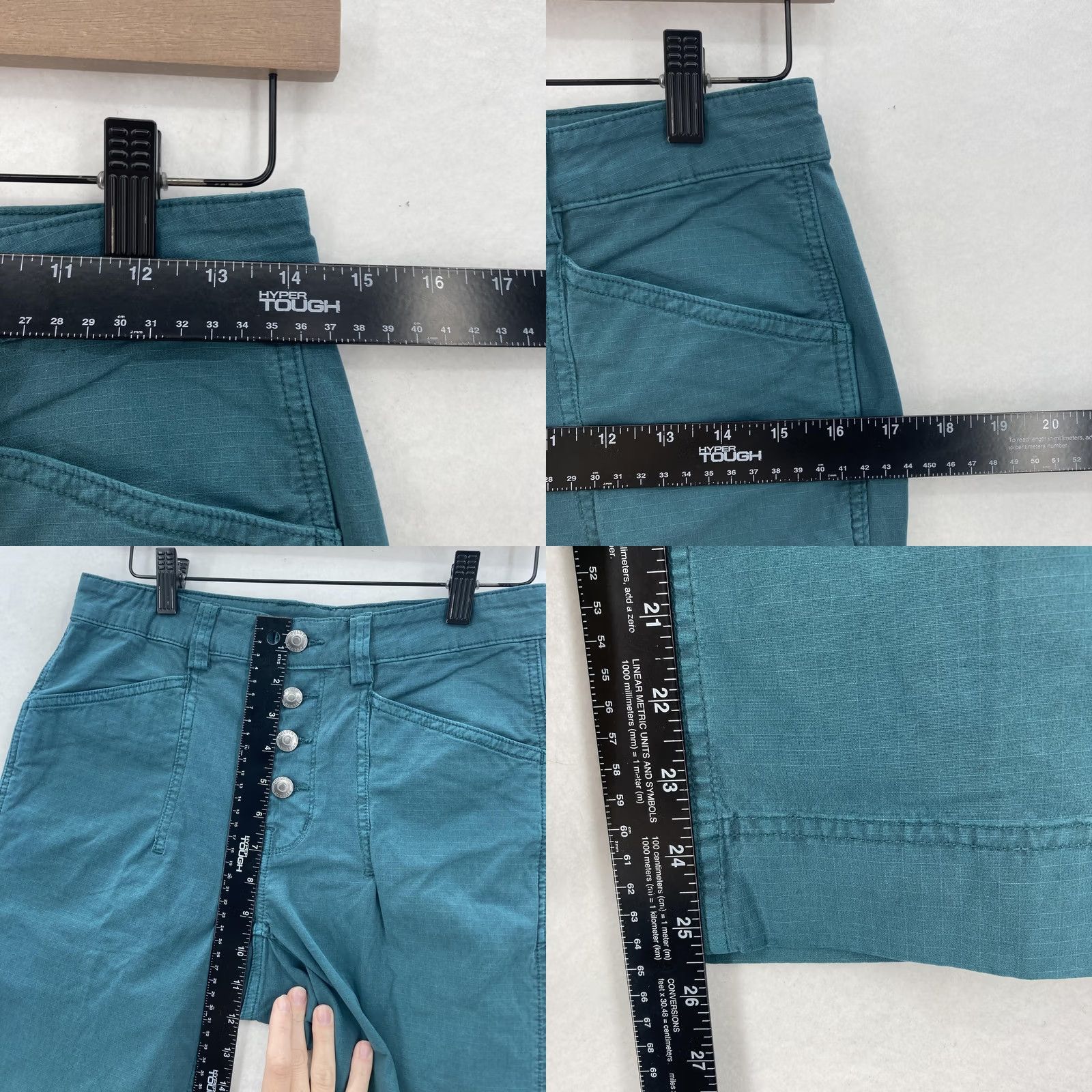 Altea Duluth Pants Womens 2 Teal Blue Ripstop Stretch Workwear Button-Front Size 26" / US 2 / IT 38 - 8 Thumbnail
