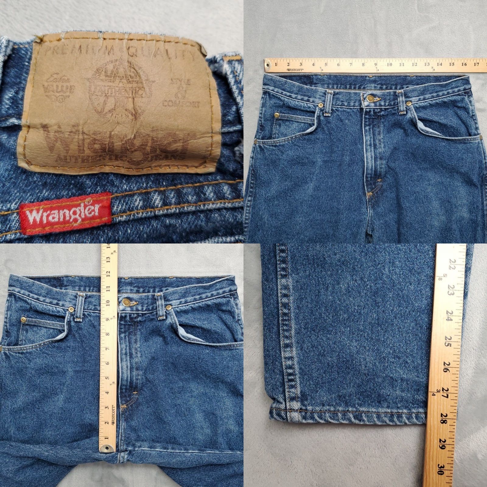 Wrangler VINTAGE Wrangler Jeans Mens 34x30 Blue Denim Premium Quality Comfort Made in USA Size US 34 / EU 50 - 8 Thumbnail