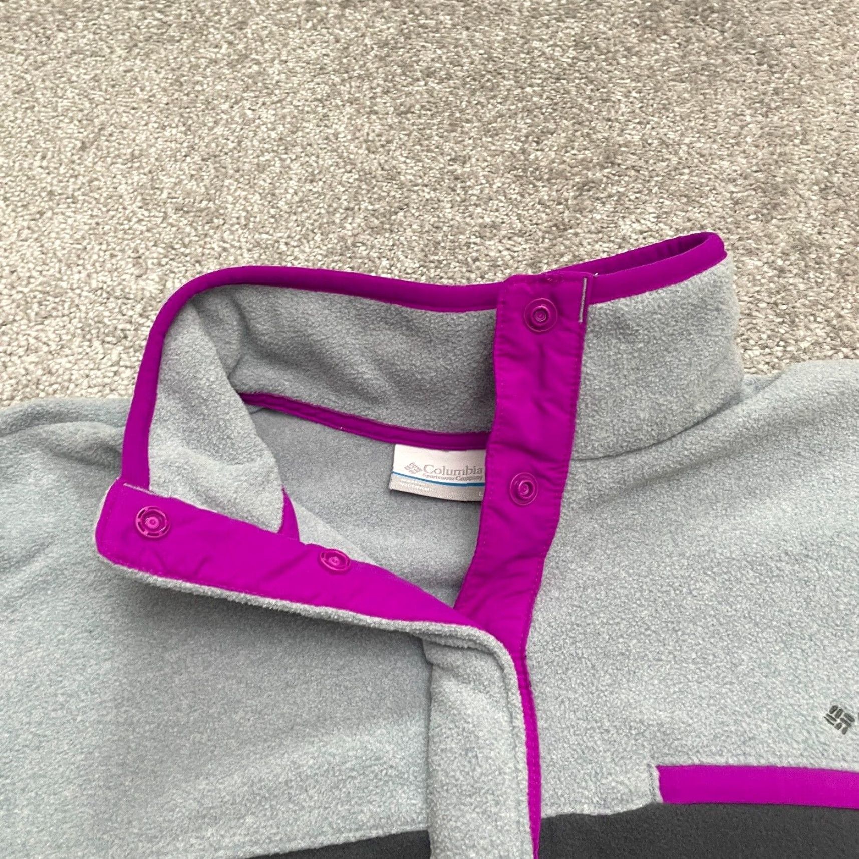 Vintage Columbia Fire Side Jacket Womens L Gray Purple 1/4 Snap Fleece Outdoor Casual Travel Autumn Winter Size L / US 10 / IT 46 - 5 Thumbnail