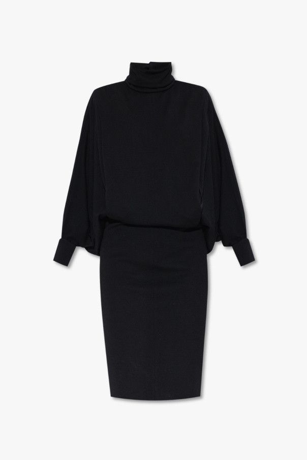 Saint Laurent Paris o1s1wg111024 Oversize Long Dress in Wool Jersey in Black Size S / US 4 / IT 40 - 1 Thumbnail