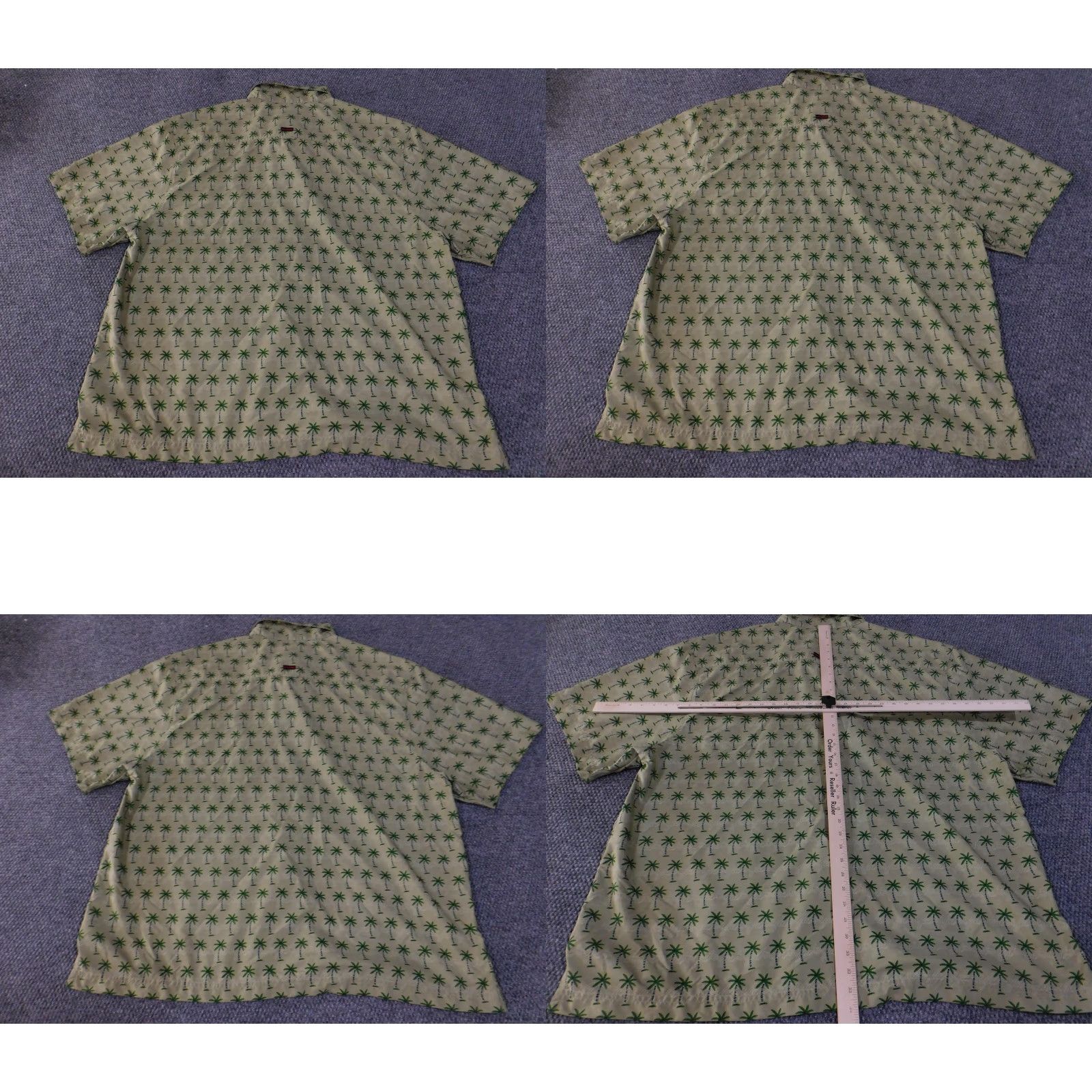 Fubu FUBU Shirt Mens 3XL Beige Green Palm Tree Hawaiian Aloha Button Up Short Sleeve Shirt Size US XXL / EU 58 / 5 - 8 Thumbnail