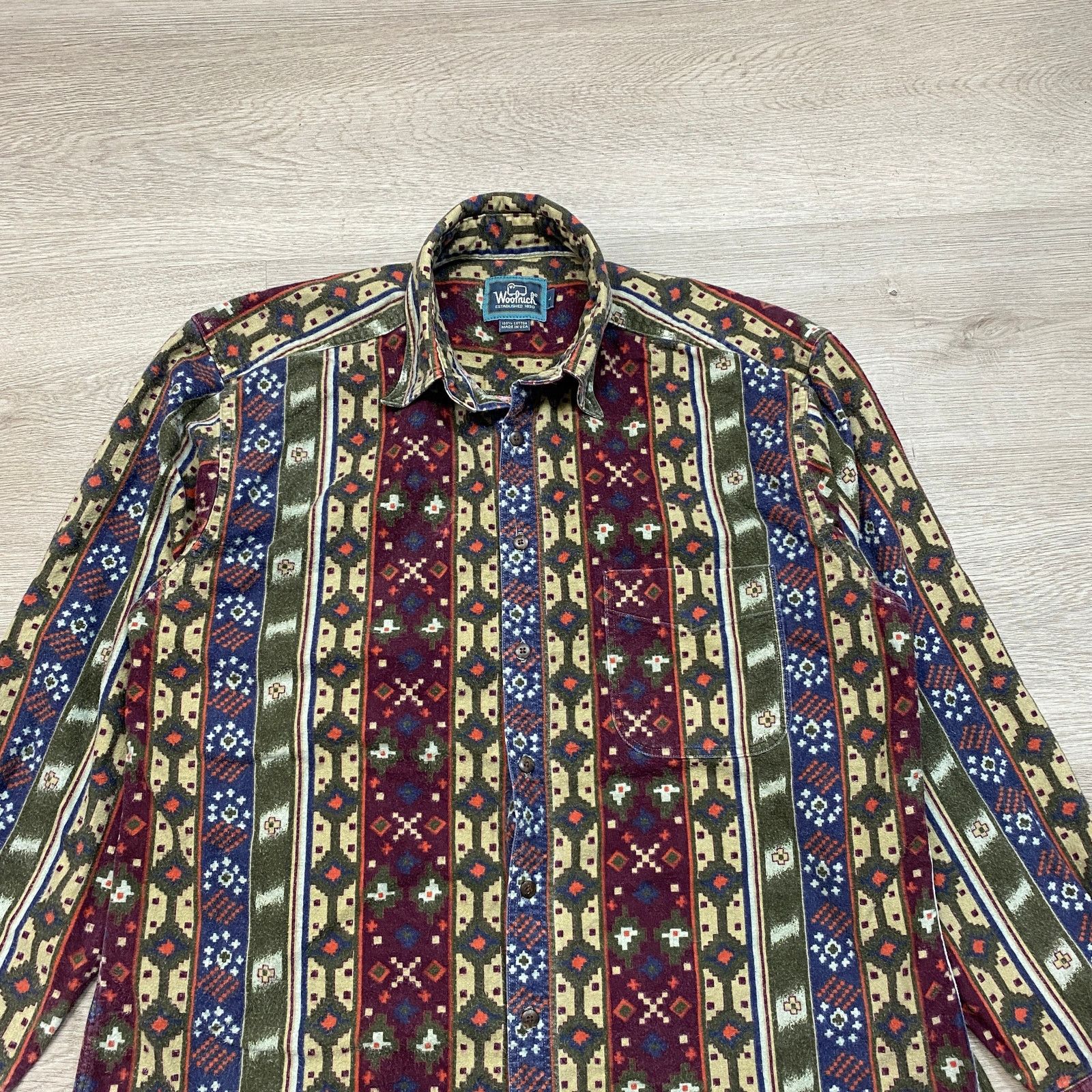 Vintage × Woolrich Woolen Mills VTG Woolrich Aztec Print Button Flannel Shirt Large Western Size US L / EU 52-54 / 3 - 2 Thumbnail
