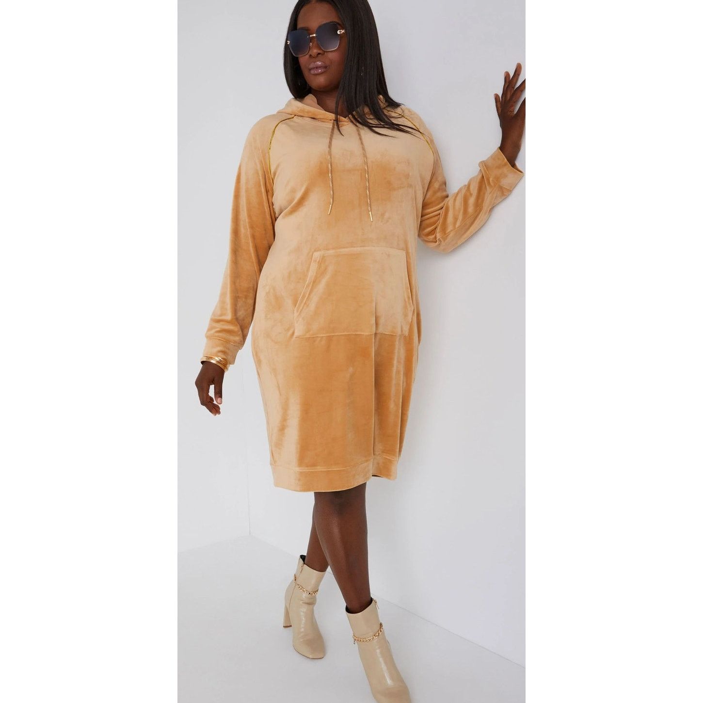 Other PLUS Sz 18/20 2X | Hooded Stretch Velour Dress Loungewear Size XXL / US 16-18 / IT 52-54 - 3 Thumbnail