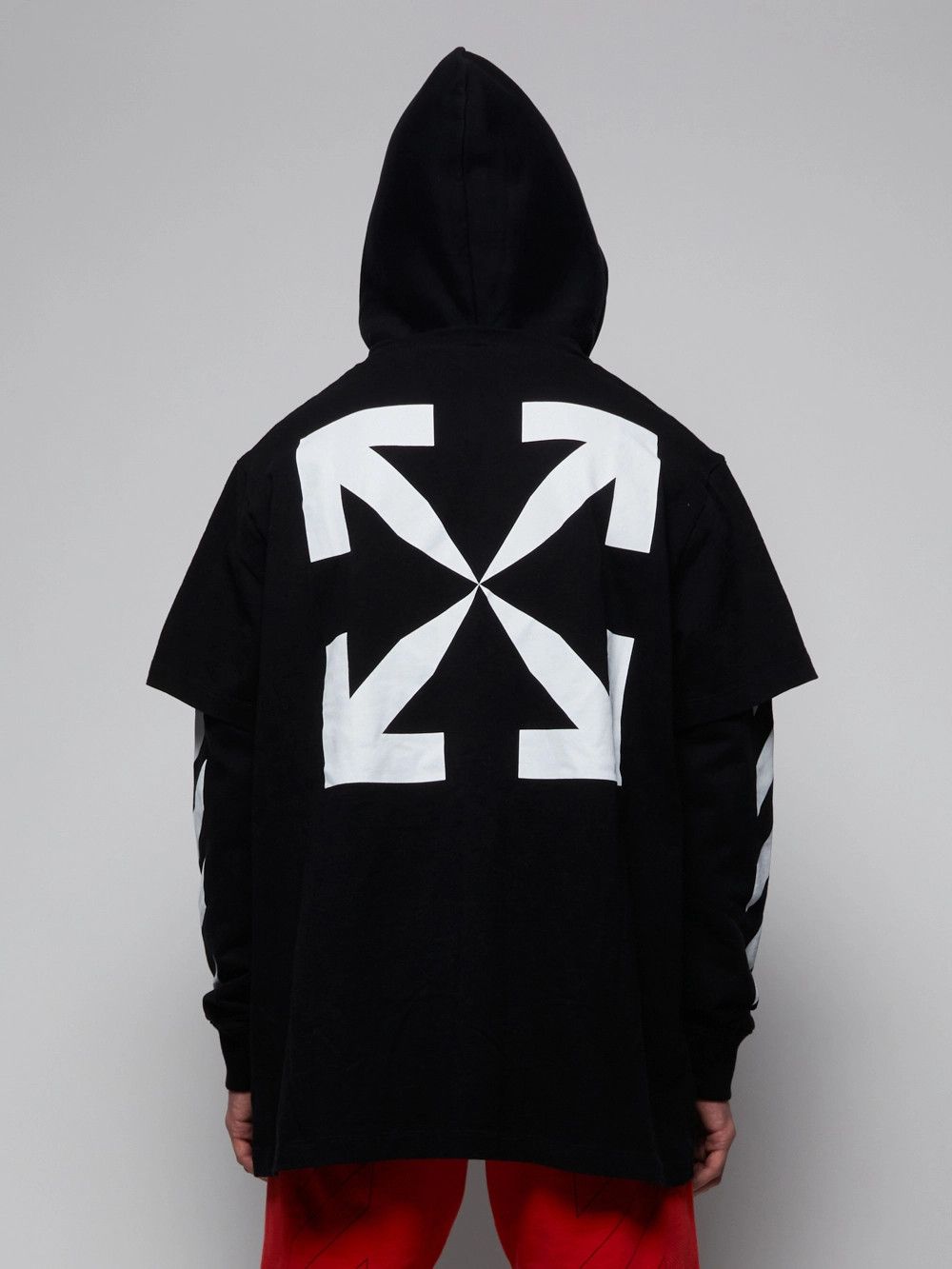 Off-White Black Mona Lisa Arrows Oversized Layered Tee Hoodie Size US L / EU 52-54 / 3 - 5 Thumbnail
