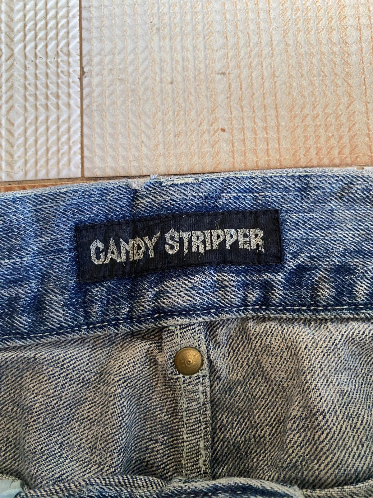 Beauty Beast × PPFM Vintage candy stripper slim cut distressed denim Size US 33 - 16 Thumbnail