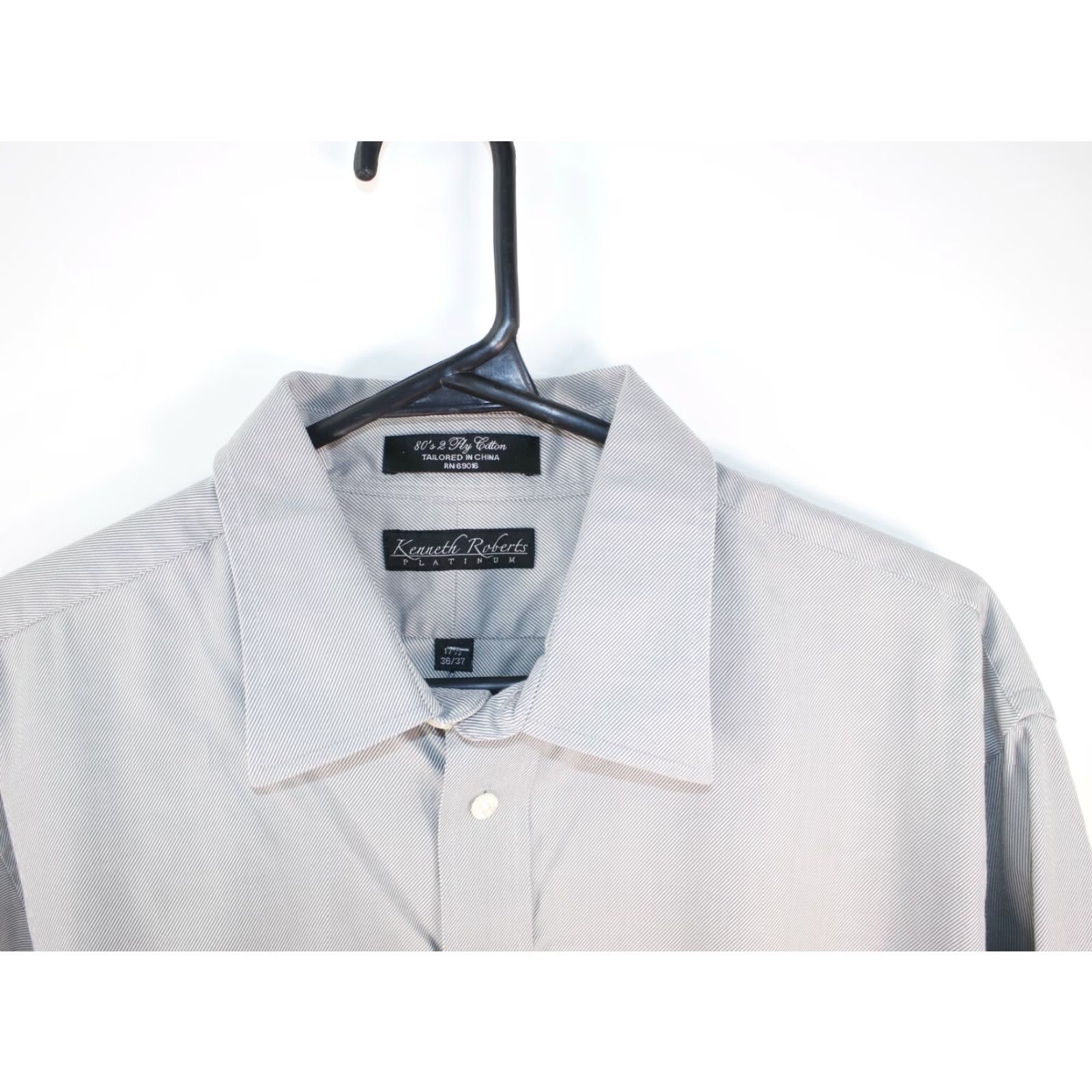 Vintage VINTAGE Kenneth Roberts Platinum Men's Button-Up Shirt Sz 17.5 Gray Cotton 80s Formal Casual Size US XL / EU 56 / 4 - 2 Thumbnail