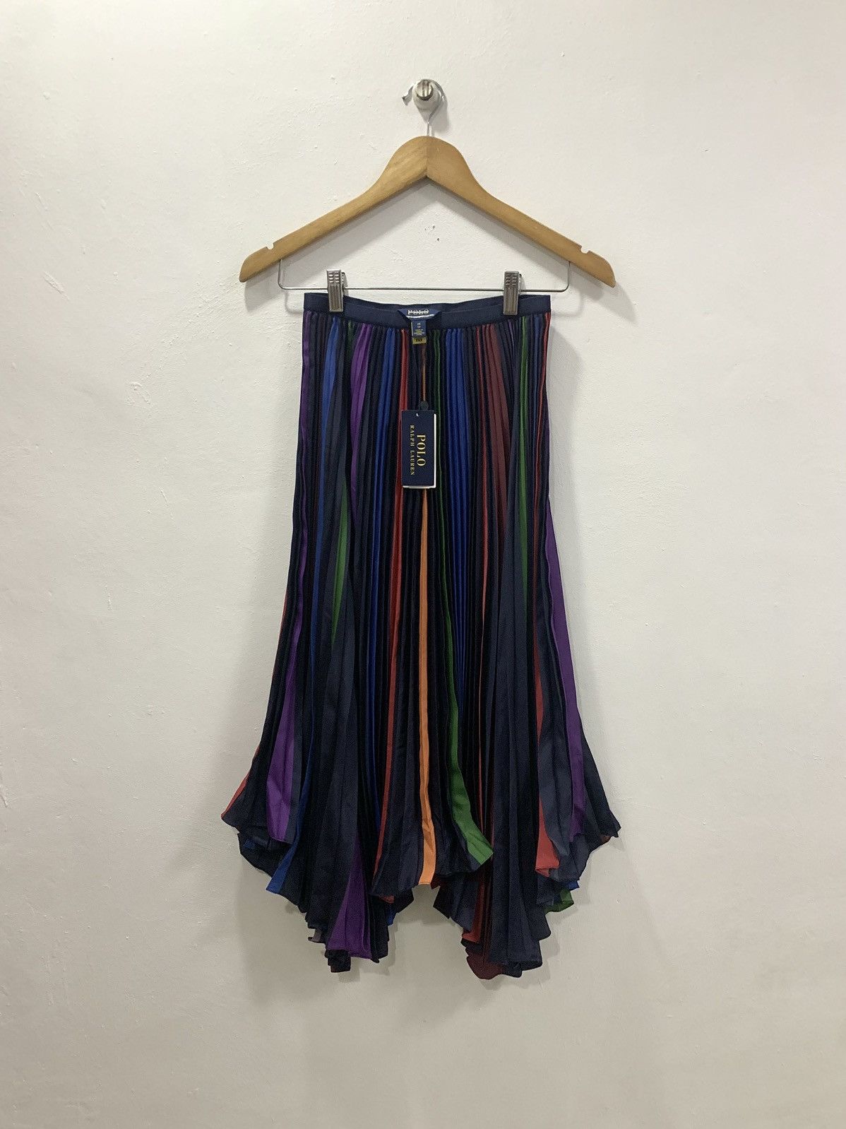 Polo Ralph Lauren POLO RALPH LAUREN STRIPED PLEATED CREPE HANDKERCHIEF SKIRT Size 24" / US 00 / IT 34 - 2 Thumbnail