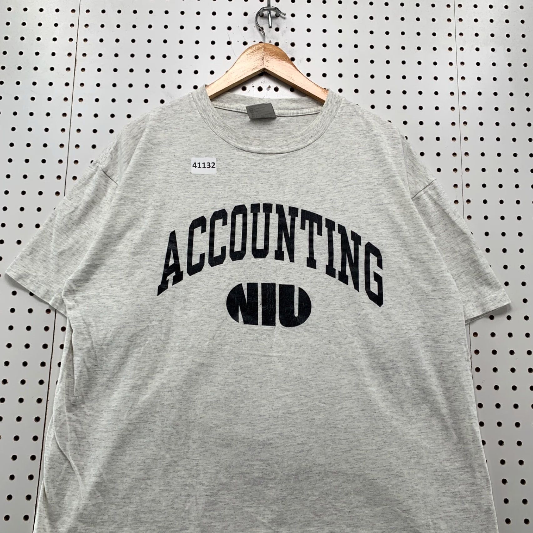 Vintage VINTAGE Oneita NIU Accounting T-Shirt Mens XL Gray Graphic Print University Single Stitch Size US XL / EU 56 / 4 - 4 Thumbnail