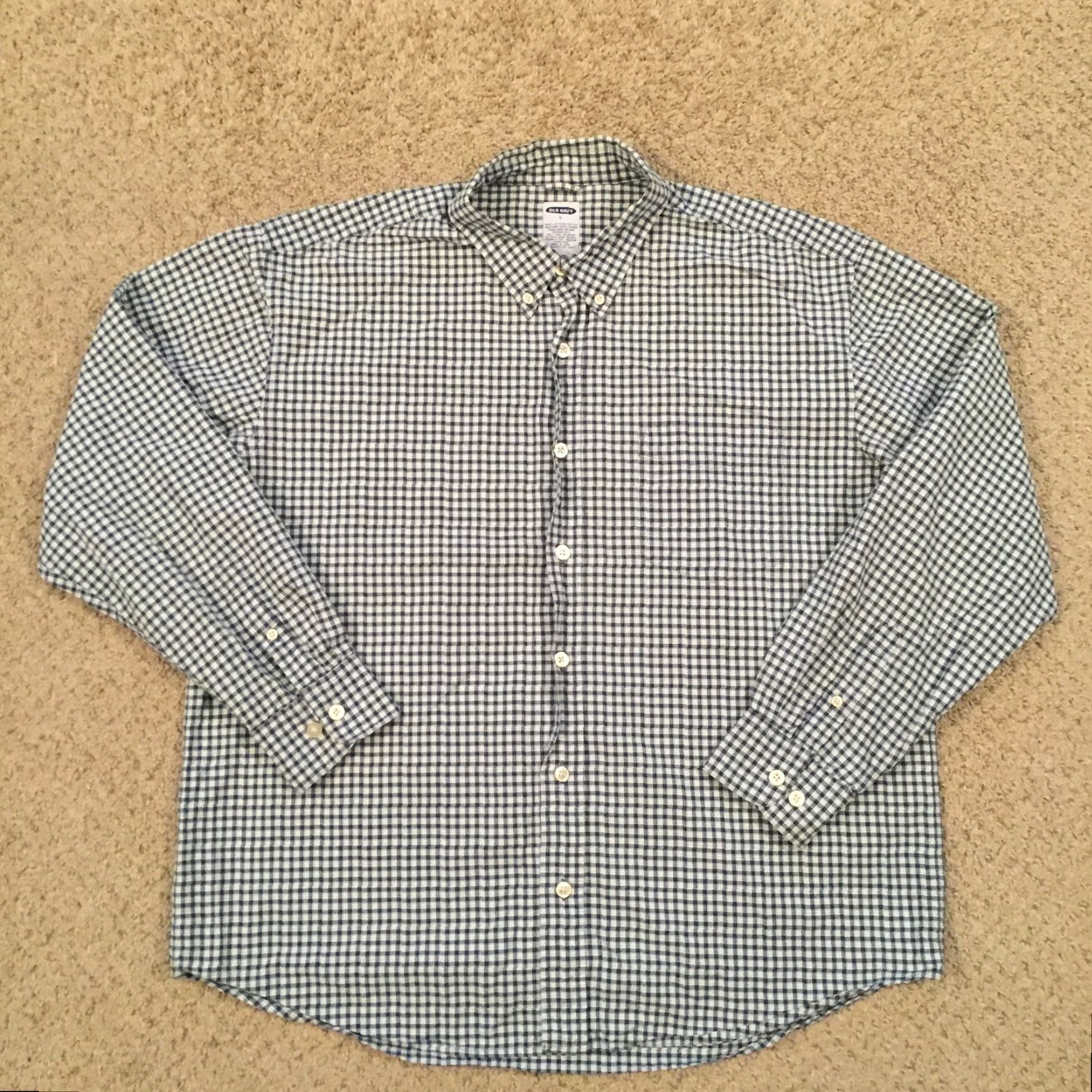 Old Navy Old Navy Mens Large Blue Check Shirt Long Sleeve Button-Up Size US L / EU 52-54 / 3 - 2 Thumbnail