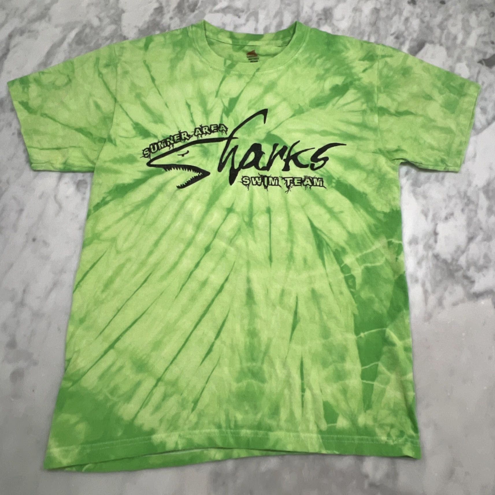 Area VINTAGE Tie-Dye Swim Team T-Shirt Double-Sided Adult Small Green Summer Swimming Mens Size US S / EU 44-46 / 1 - 3 Thumbnail