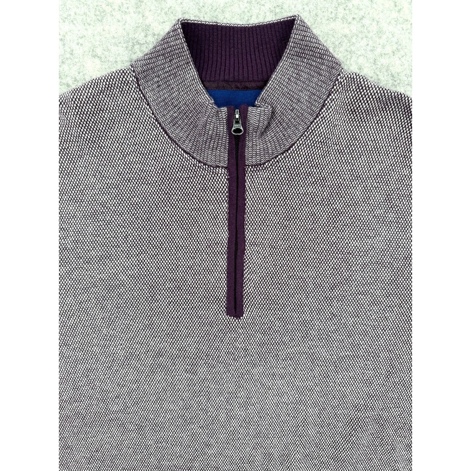 Robert Graham NWT Robert Graham Shane Purple Quarter Zip Knit Sweater Size US XL / EU 56 / 4 - 2 Thumbnail