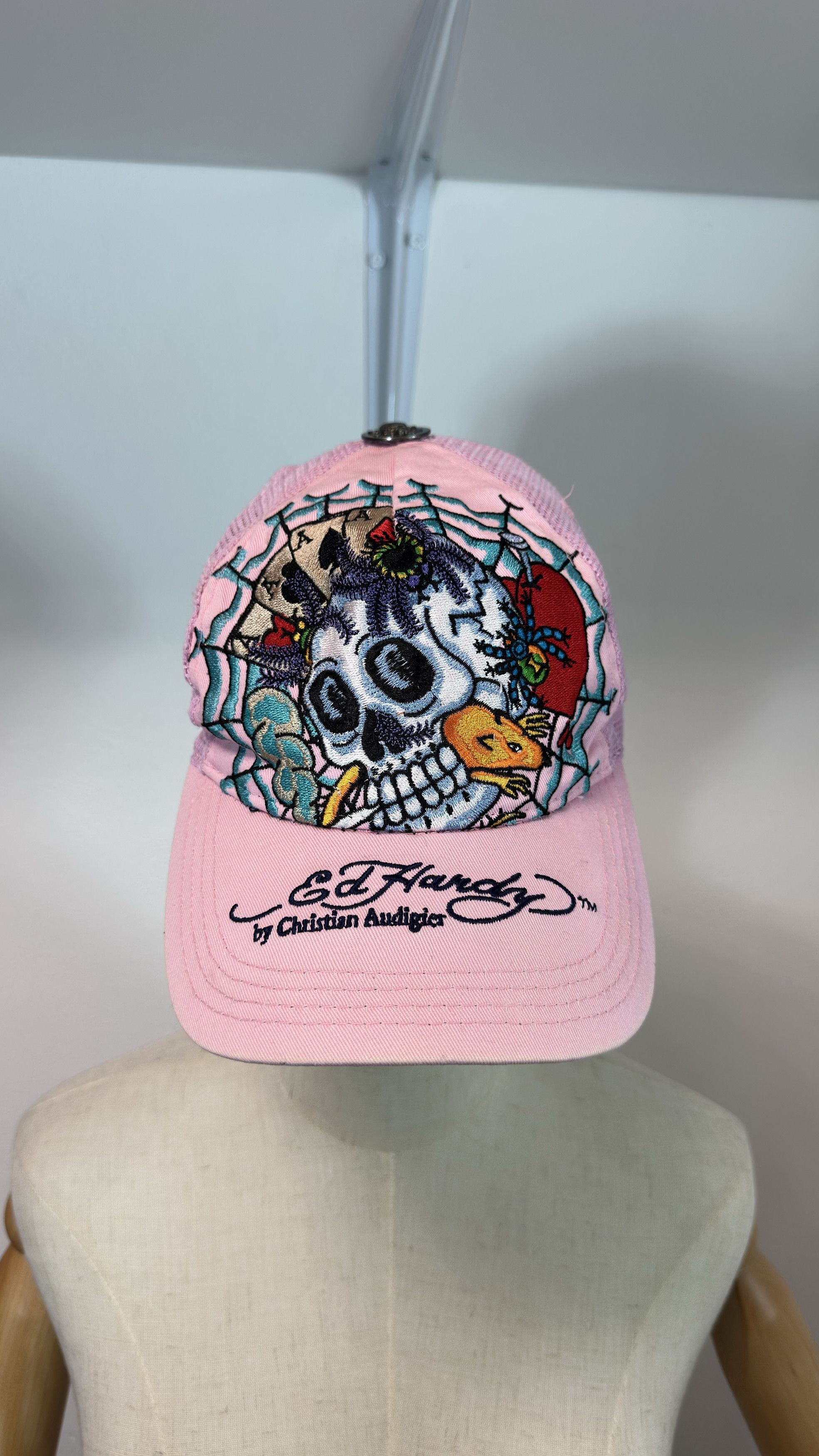 Ed Hardy Ed Hardy Christian Audigier Rhinestone Hat Skull Pink Size ONE SIZE - 1 Thumbnail
