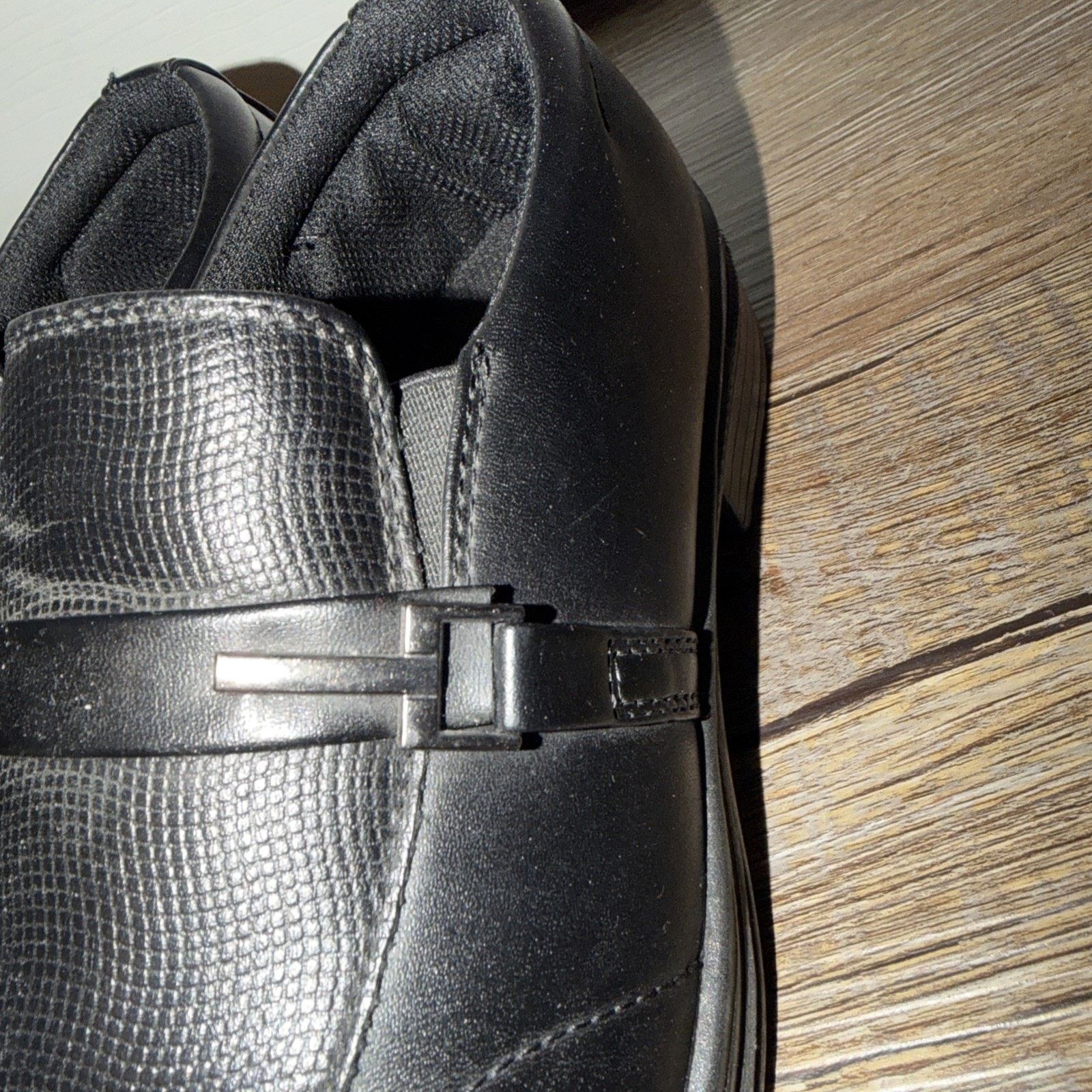 Hush Puppies Men's Black Fancy Dress Shoes Size 7M Black Leather Buckle Size US 7 / EU 40 - 4 Thumbnail