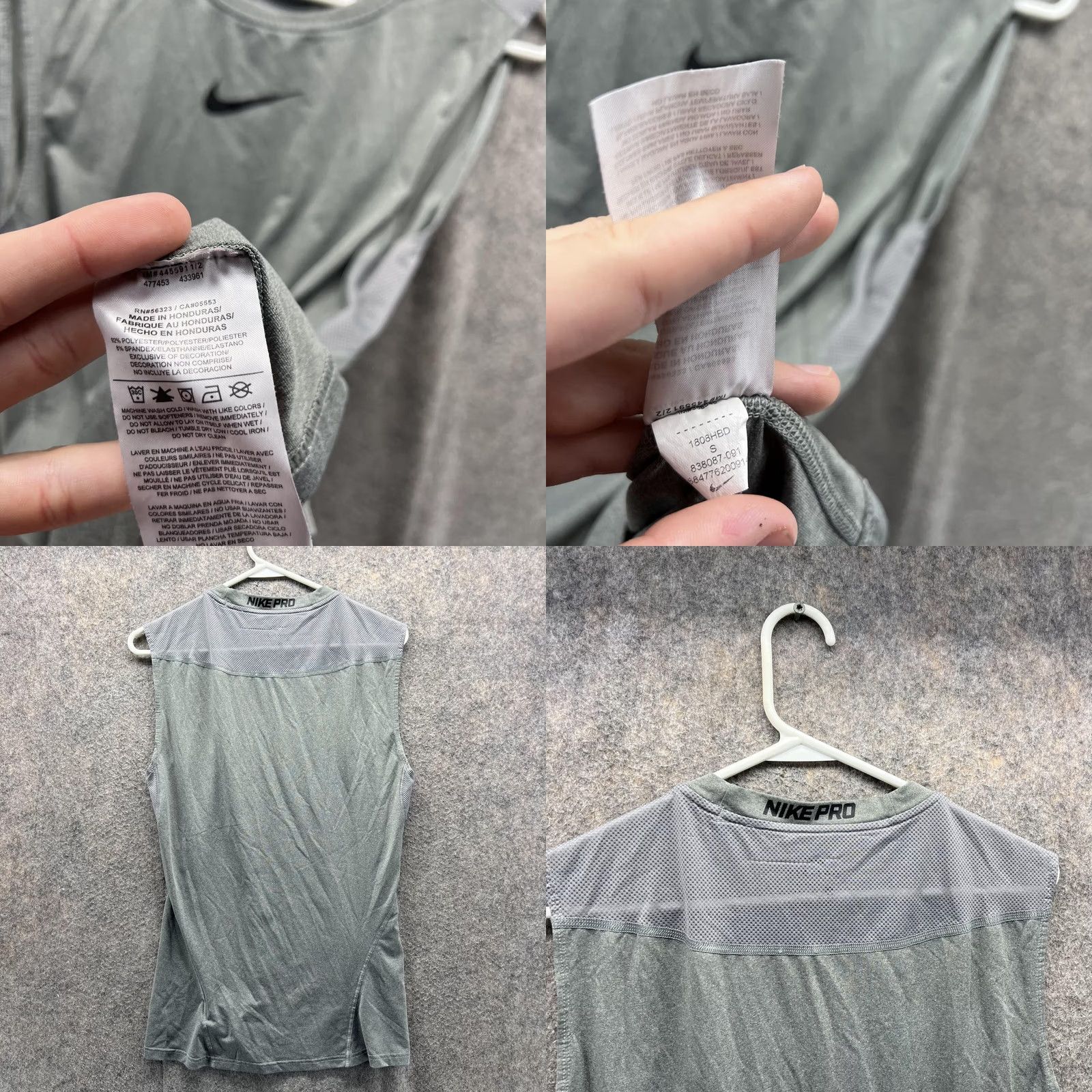Nike Nike Pro Shirt Men Small Gray Center Swoosh Combat Sleeveless Gym Dri Fit Knit Size US S / EU 44-46 / 1 - 8 Thumbnail