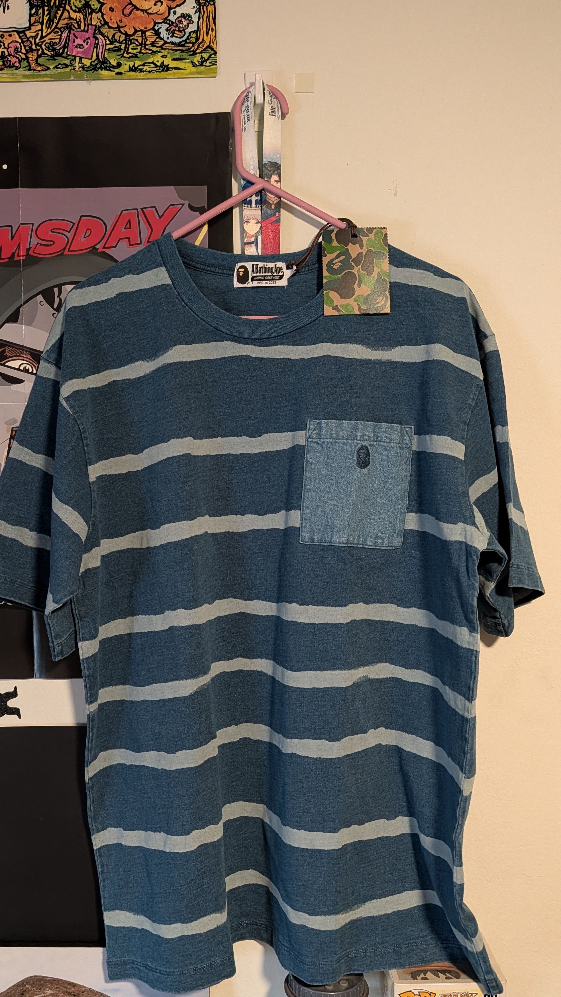 Bape BAPE Discharge Print Relaxed Fit Tee 'Light Indigo' Size US L / EU 52-54 / 3 - 1 Thumbnail