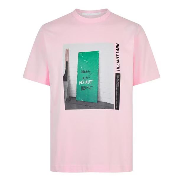image of Helmut Lang O1G2R1Mq0524 Photo Logo T-Shirt In Light Pink, Men's (Size XL)