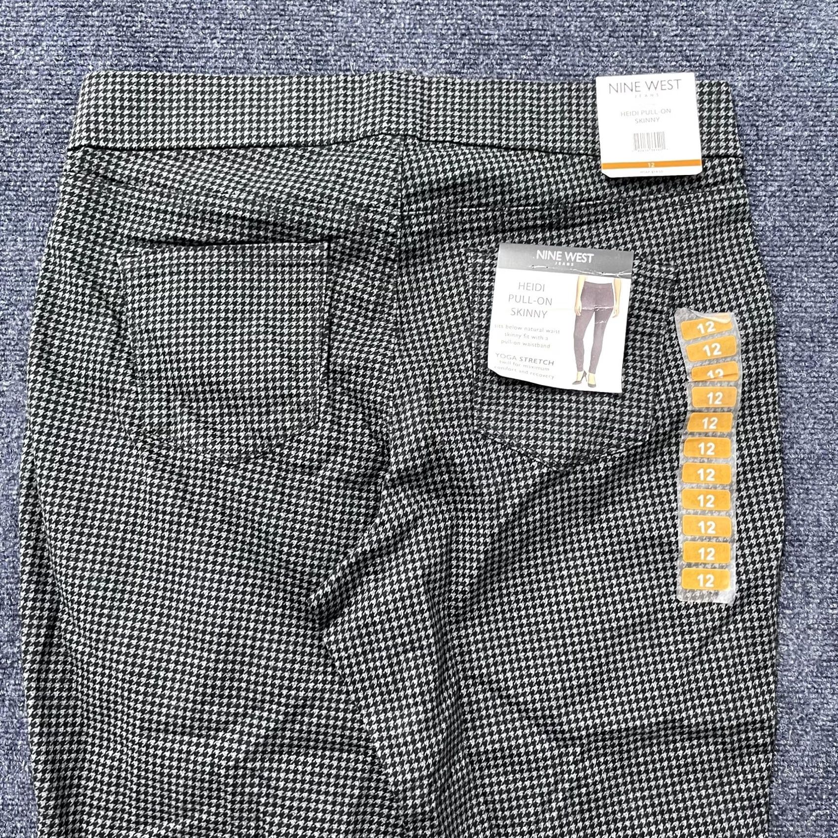 Nine West Nine West Pants Womens 12 Black White Houndstooth Heidi Pull-On Skinny Yoga Stretch Casual Workwear Size 34" / US 12 / IT 48 - 4 Thumbnail