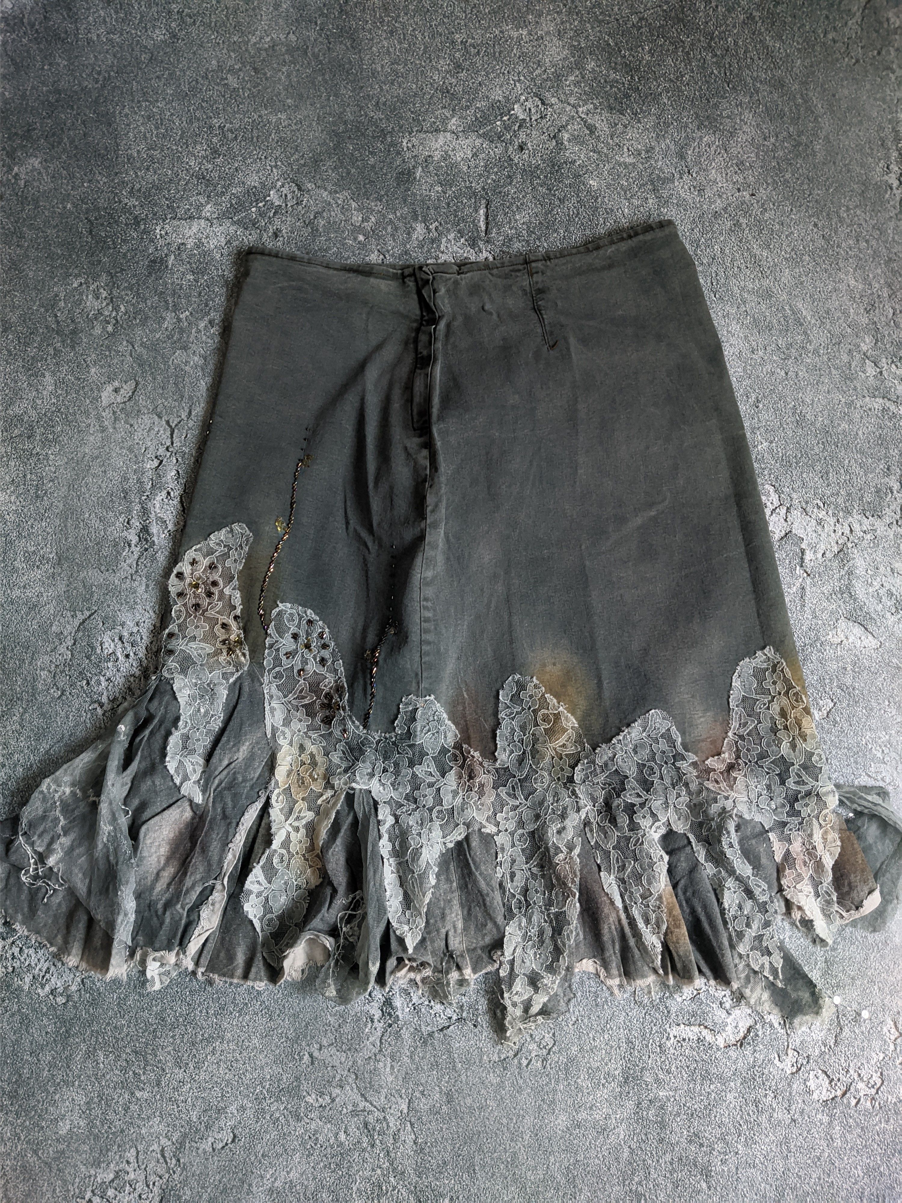 Japanese Brand Vintage Gothic skirt avant garde denim japanese 90s Size 36" / US 14 / IT 50 - 2 Thumbnail