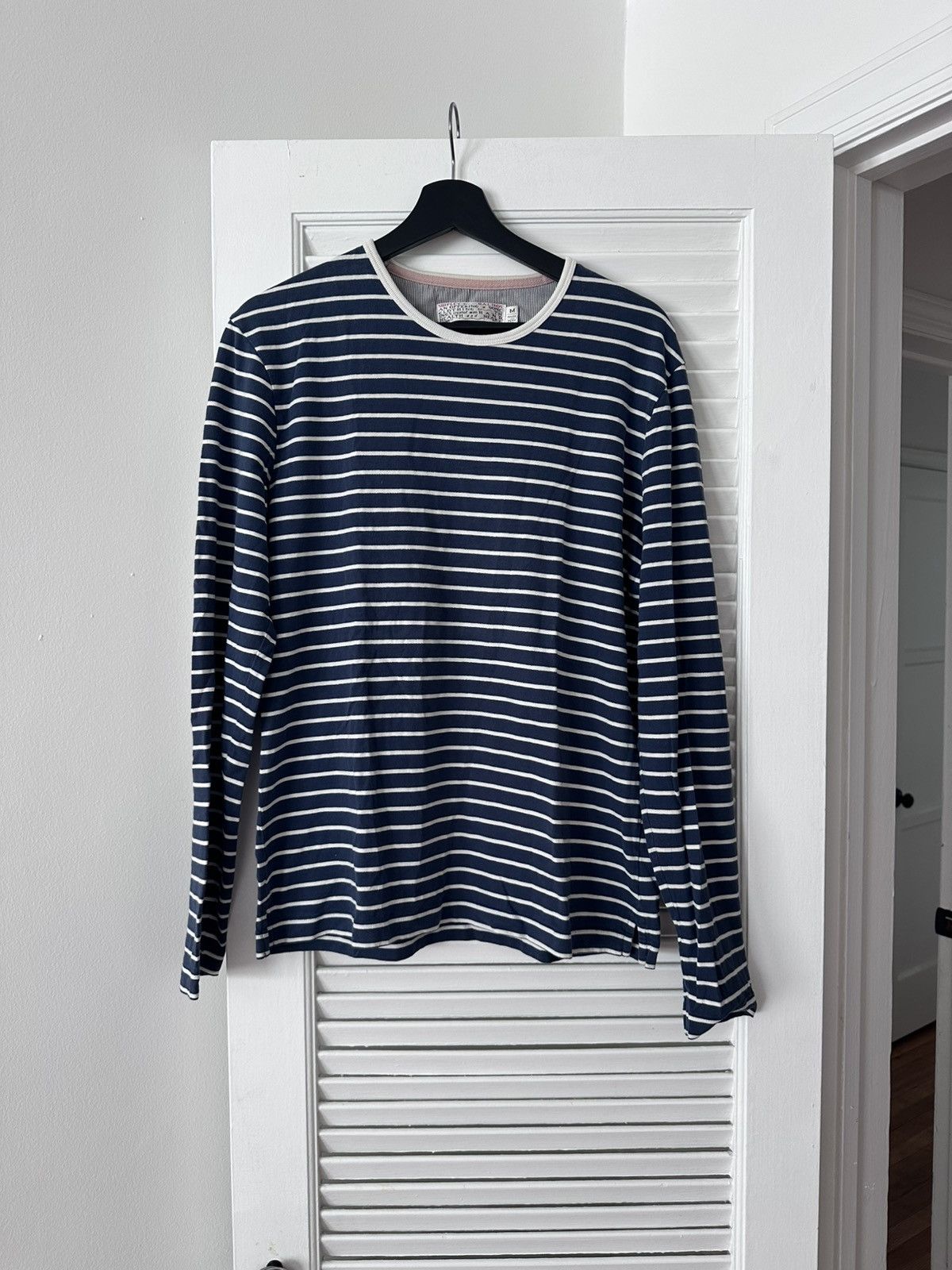 Shipley & Halmos Shipley & Halmos Navy and White Striped Long-Sleeve Crewneck Size M / US 6-8 / IT 42-44 - 1 Thumbnail