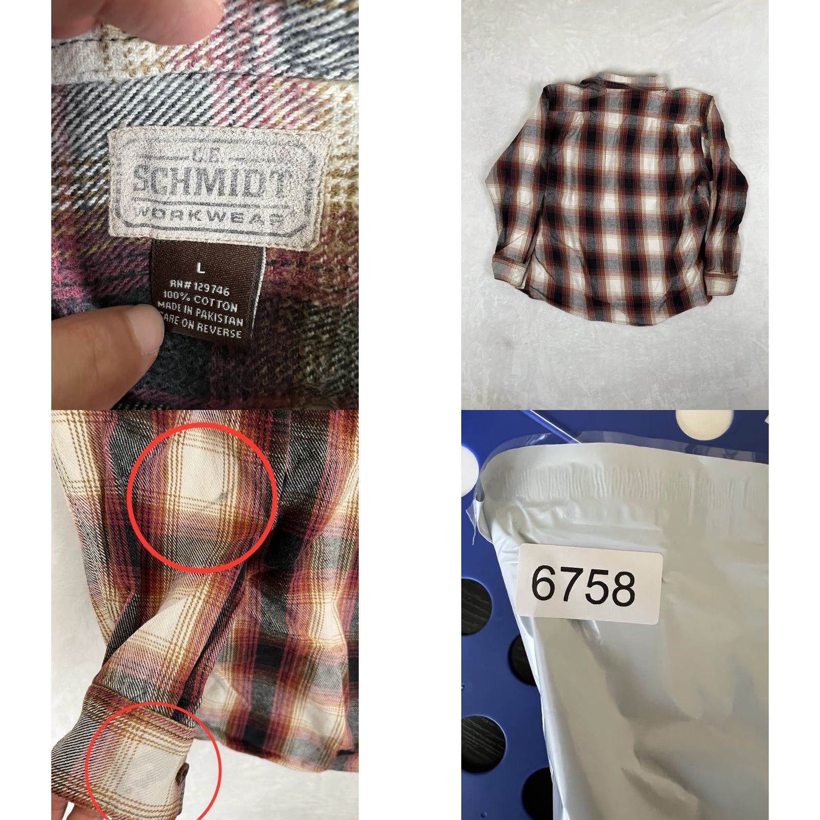 Vintage C.E. Schmidt Workwear Shirt Mens Large Plaid Flannel Button-Down Red Brown Size US L / EU 52-54 / 3 - 8 Thumbnail