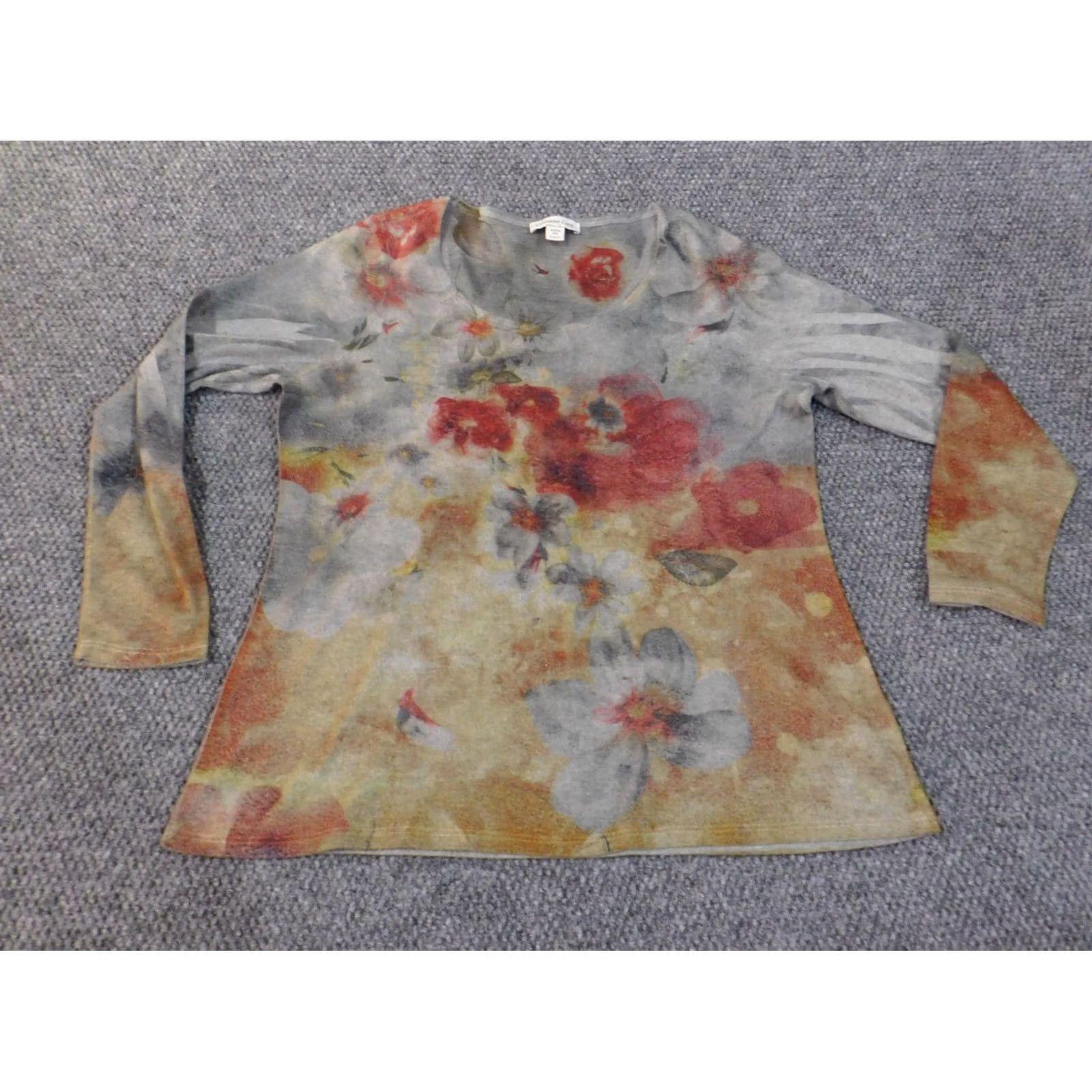 Coldwater Creek Coldwater Creek Sweater Gray Floral Crewneck Knit Pullover L Womens Vintage No Size L / US 10 / IT 46 - 2 Thumbnail