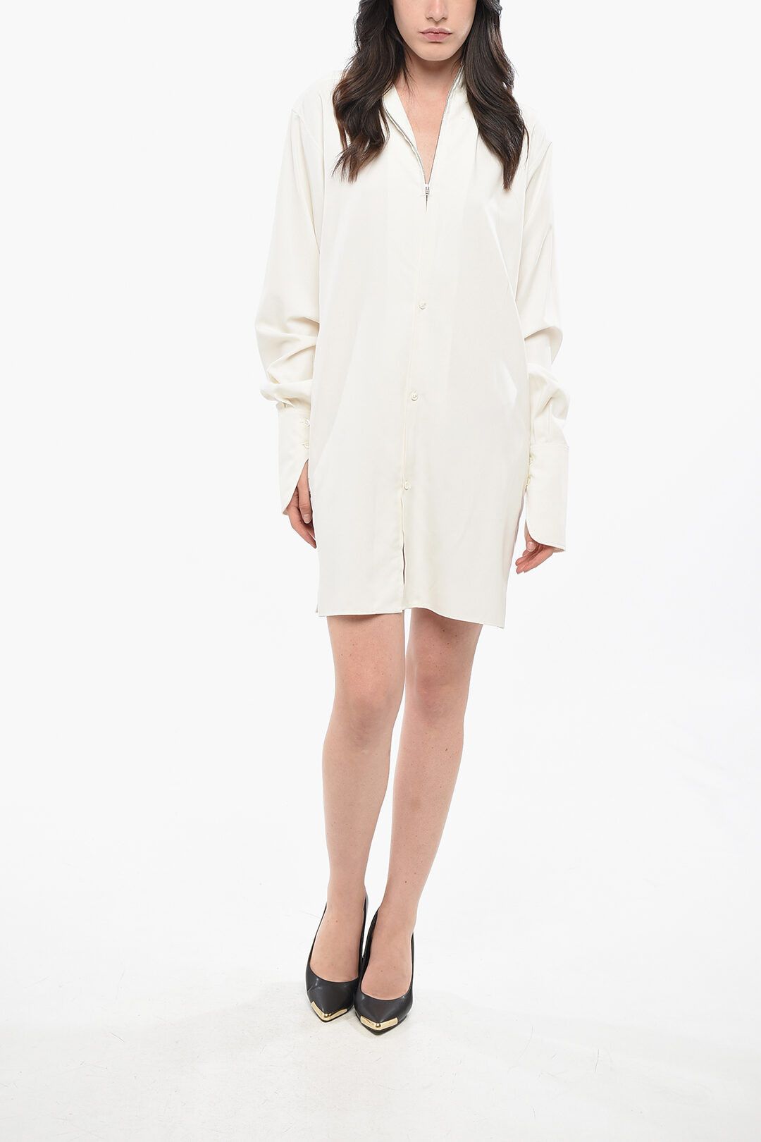 Maison Margiela og1mm1125 Long Sleeved Printed Punk Silk Shirt in White Size XS / US 0-2 / IT 36-38 - 1 Thumbnail