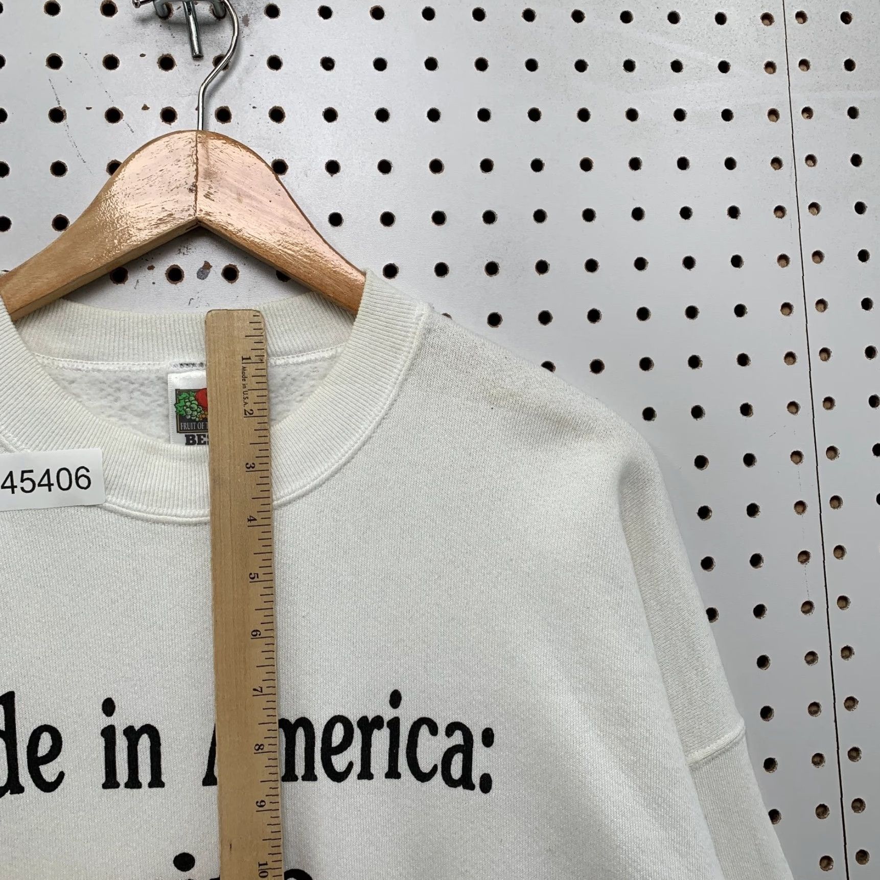 Fruit Of The Loom VINTAGE America German Funny Sweatshirt Mens XL White Fleece Crewneck Size US XL / EU 56 / 4 - 7 Thumbnail