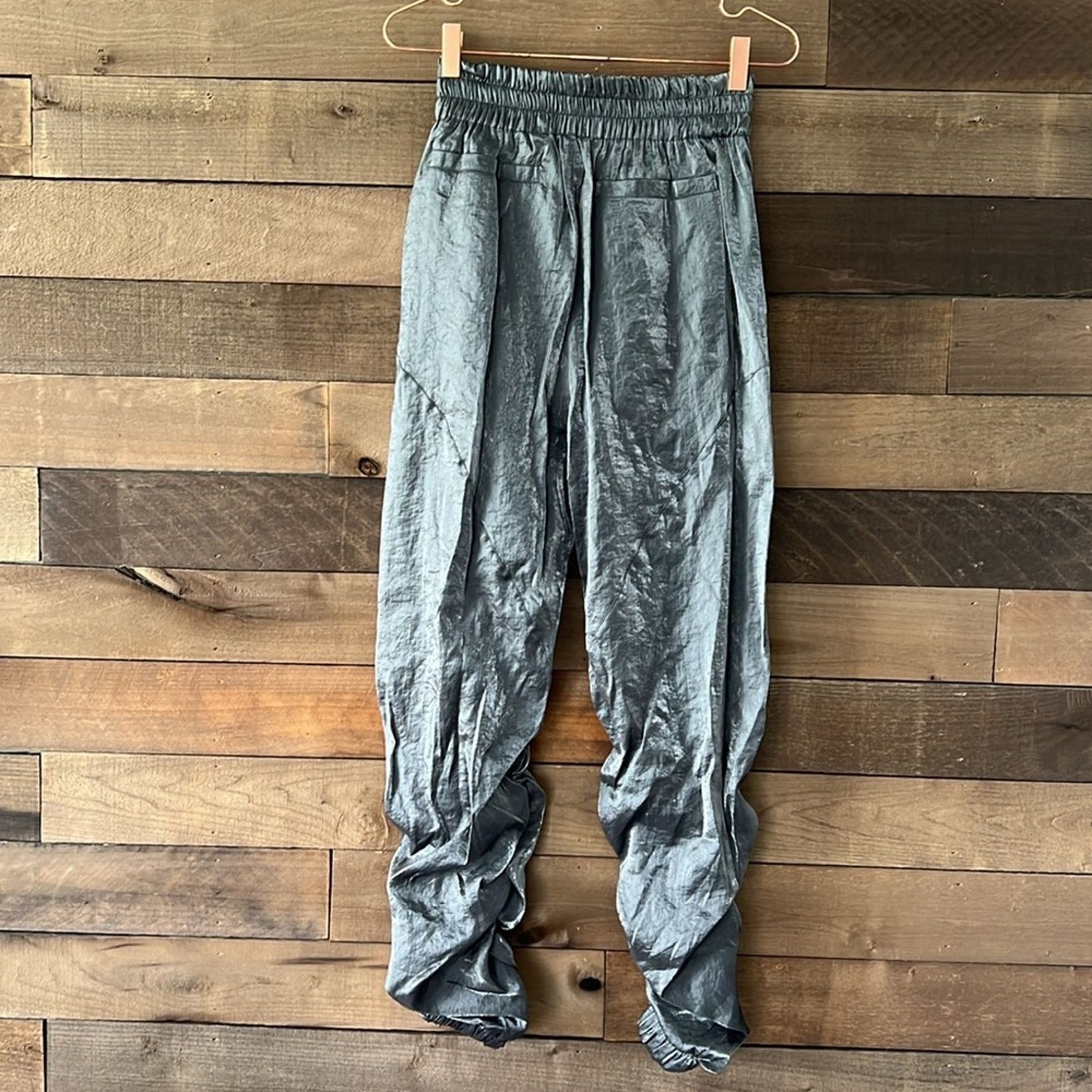 Theory Theo Women's Athena Ruched Trackpant in Black Metallic Size 27" / US 4 / IT 40 - 4 Thumbnail