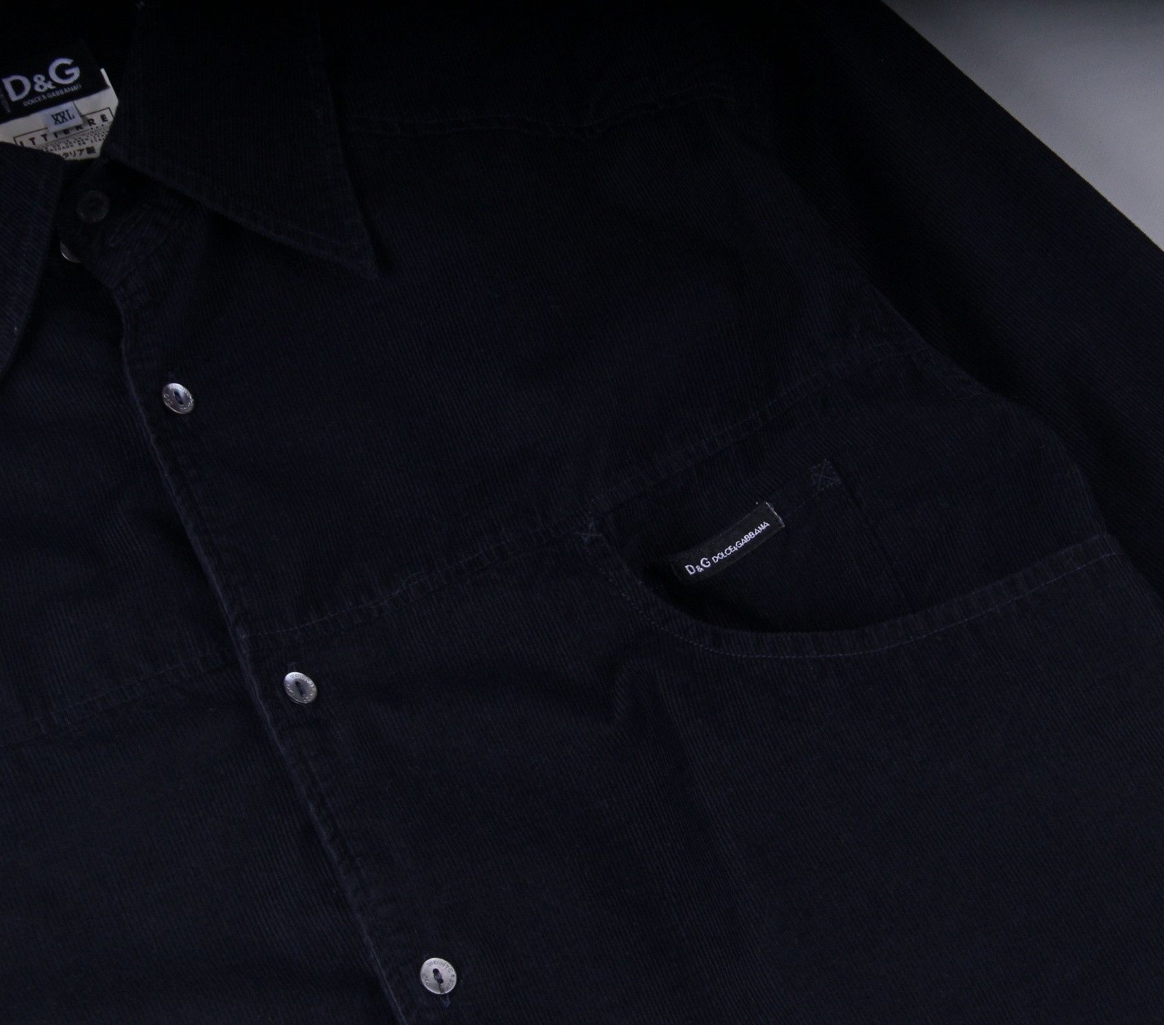 Dolce & Gabbana × Vintage Dolce Gabbana Velvet Black Shirt Made in Italy XL Size US XL / EU 56 / 4 - 2 Thumbnail