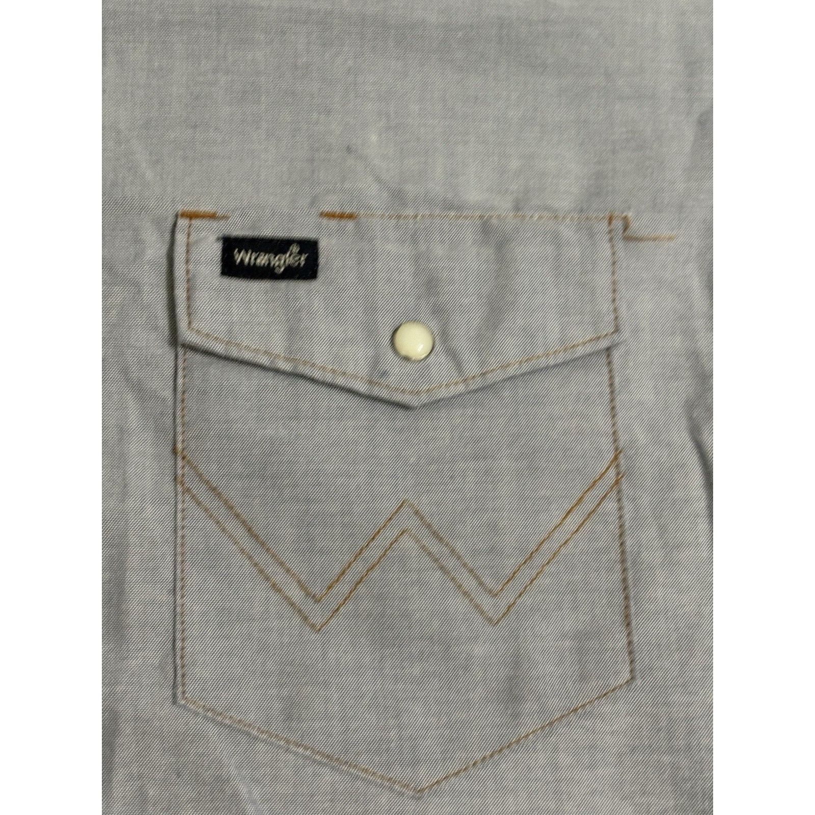 Wrangler Vintage Wrangler BlueShort Sleeve Pearl Snap Shirt - Men 3XL Size US XXL / EU 58 / 5 - 3 Thumbnail