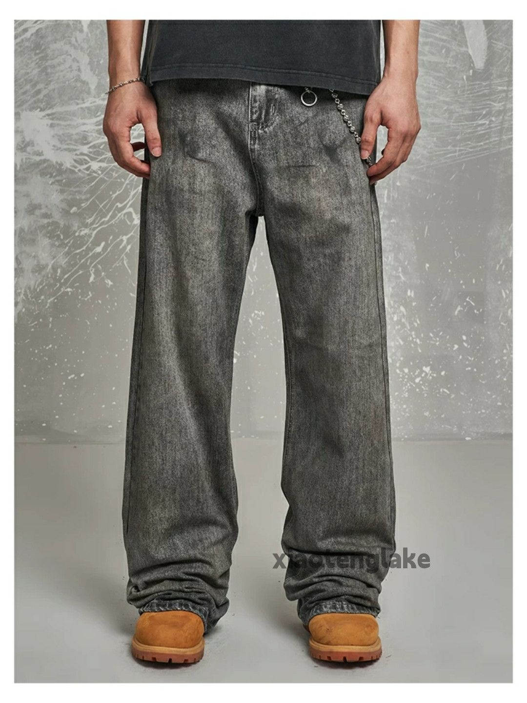 Jean × Vintage Washed faded loose baggy skate hiphop stain jeans Size US 32 / EU 48 - 1 Thumbnail