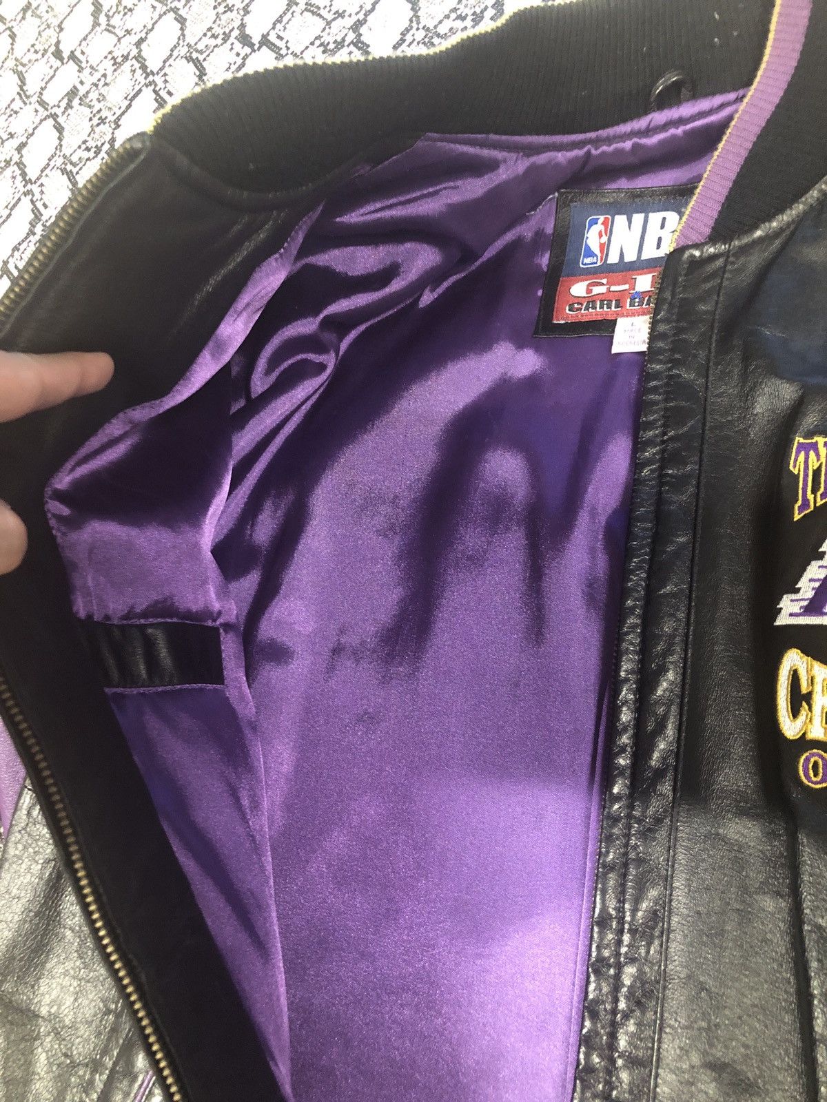 G-III vintage Los Angeles Lakers "three-peat" leather jacket Size US L / EU 52-54 / 3 - 6 Thumbnail