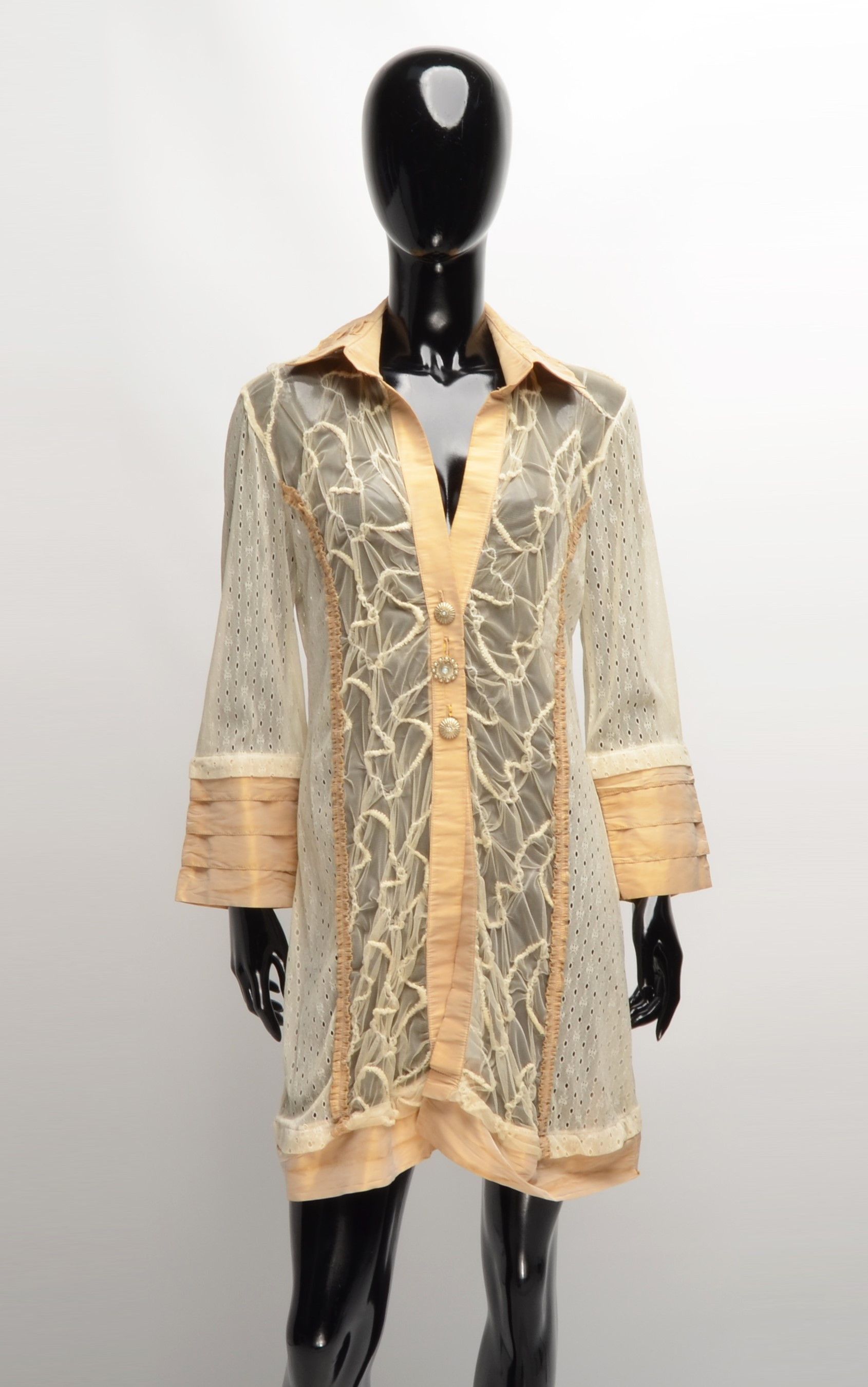 Vintage Vintage Bottega Mesh Cottage Fairy Y2K Long Blouse Cardigan Size L / US 10 / IT 46 - 1 Thumbnail