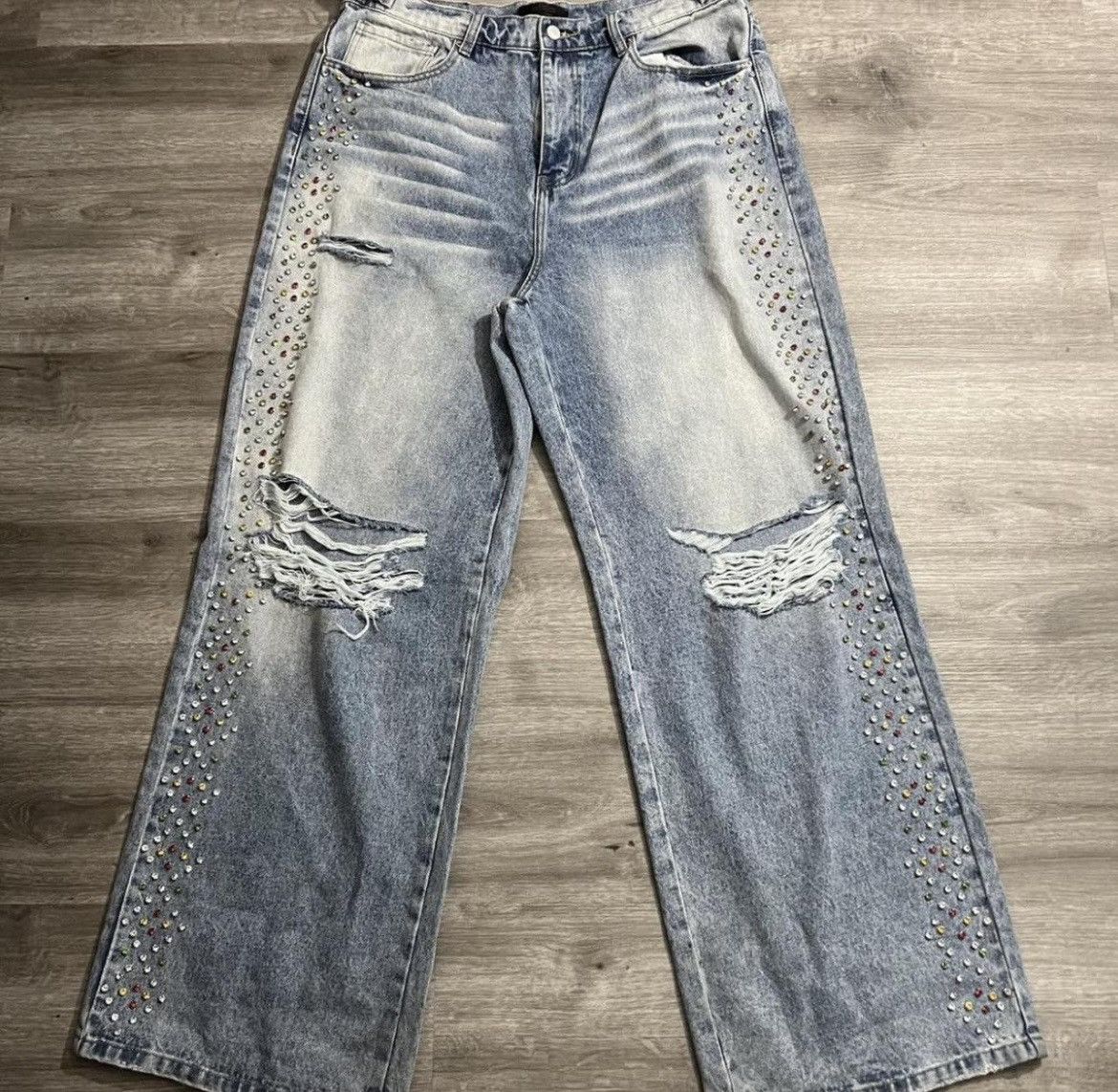 HMDD HMDD Crystal Baggy H Star Jeans Size US 38 / EU 54 - 1 Thumbnail