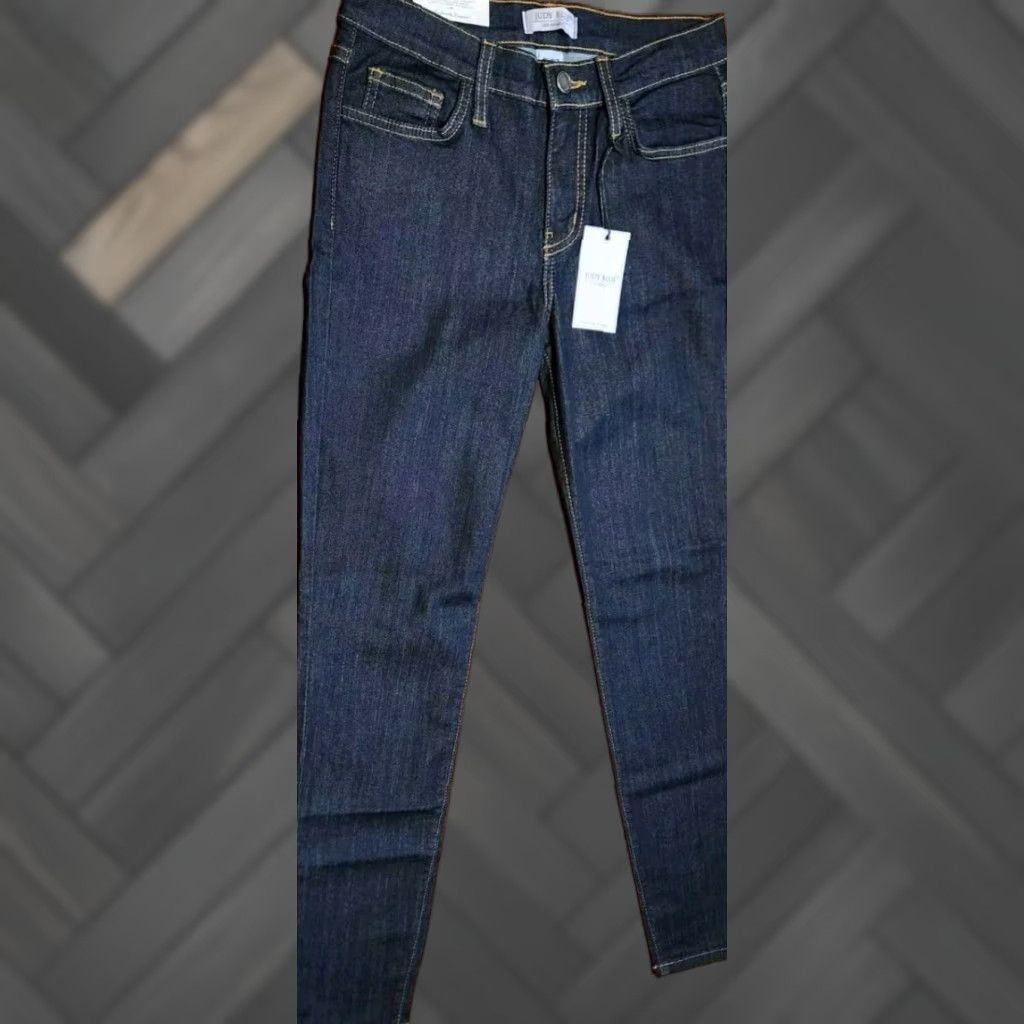 Denime JUDY BLUE Jeans Women 5/27 (27x30) Rayon Skinny Mid Rise Dark Blue Denim USA NWT Size 27" / US 4 / IT 40 - 1 Thumbnail