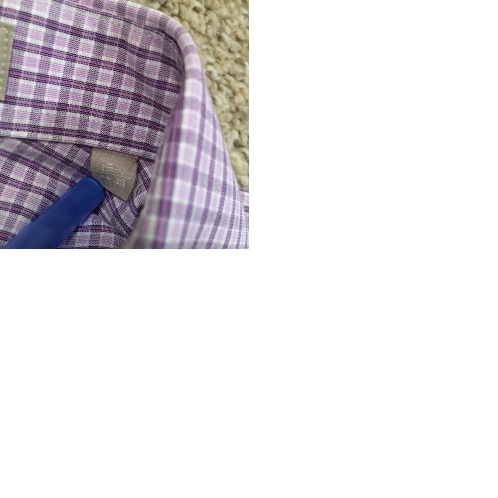 Nordstrom Nordstrom Shirt Mens 15.5 Trim Fit Purple Plaid Long Sleeve Button Up Size US L / EU 52-54 / 3 - 9 Thumbnail