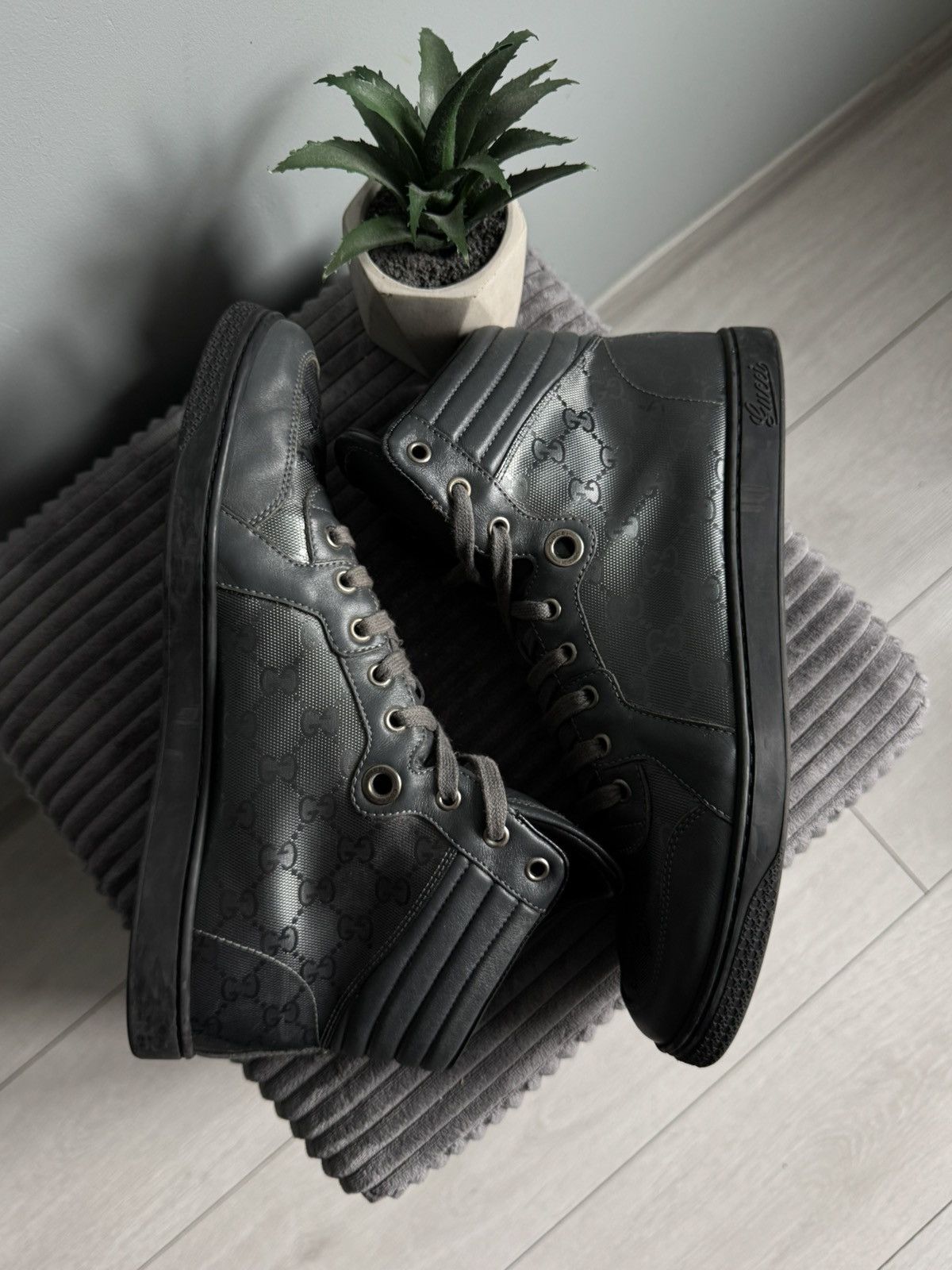 Gucci Gucci GG Monogram Leather High Top Sneakers Size US 9.5 / EU 42-43 - 6 Thumbnail