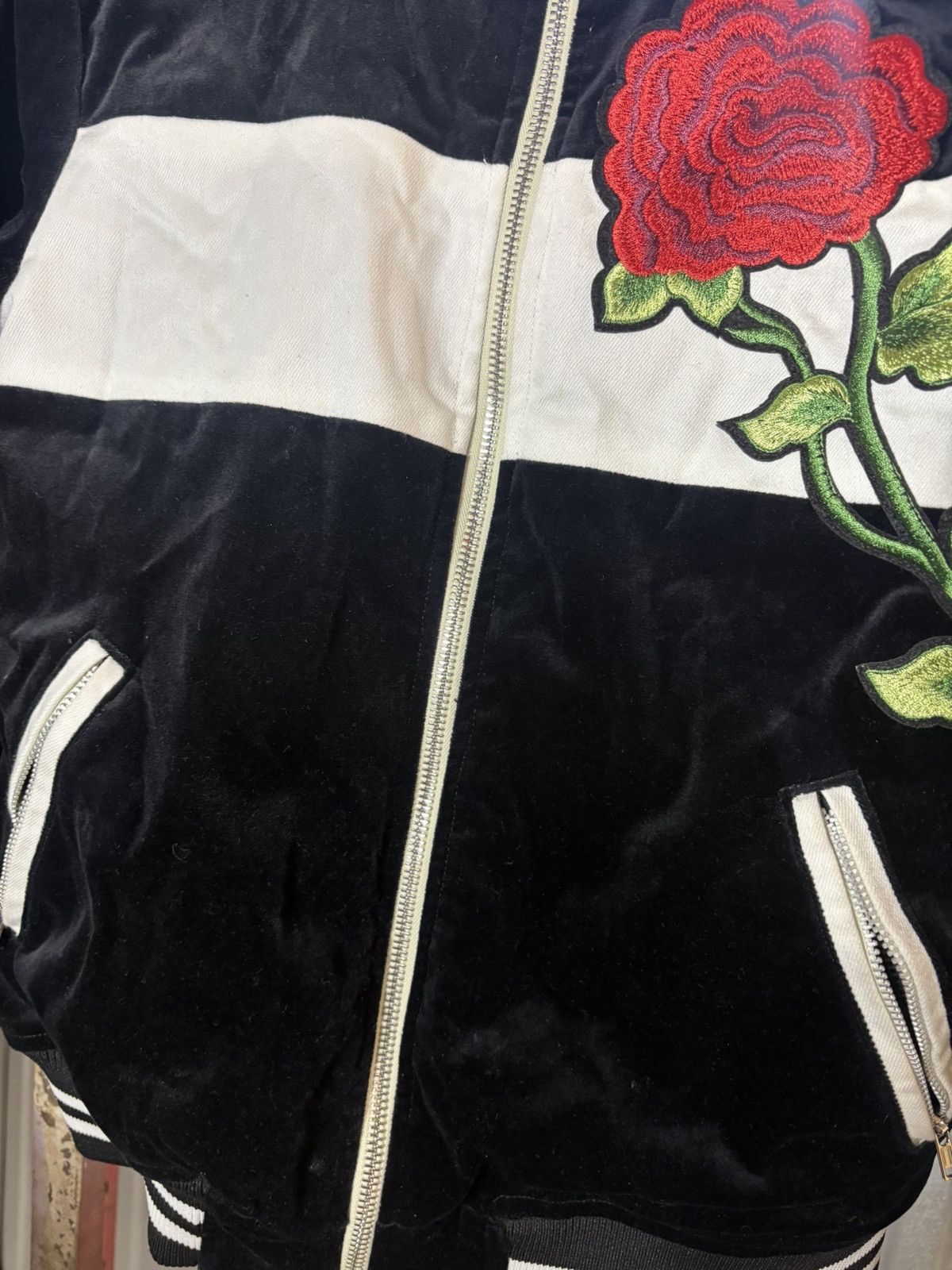Other Lifeline black and white bomber jacket with rose embroidery Size S / US 4 / IT 40 - 6 Thumbnail