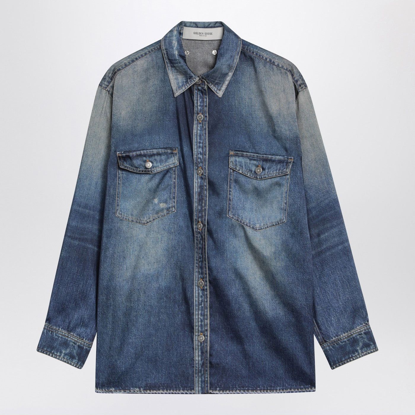Golden Goose Golden Goose Blue Oversized Patty Shirt With Denim Print Size M / US 6-8 / IT 42-44 - 1 Thumbnail