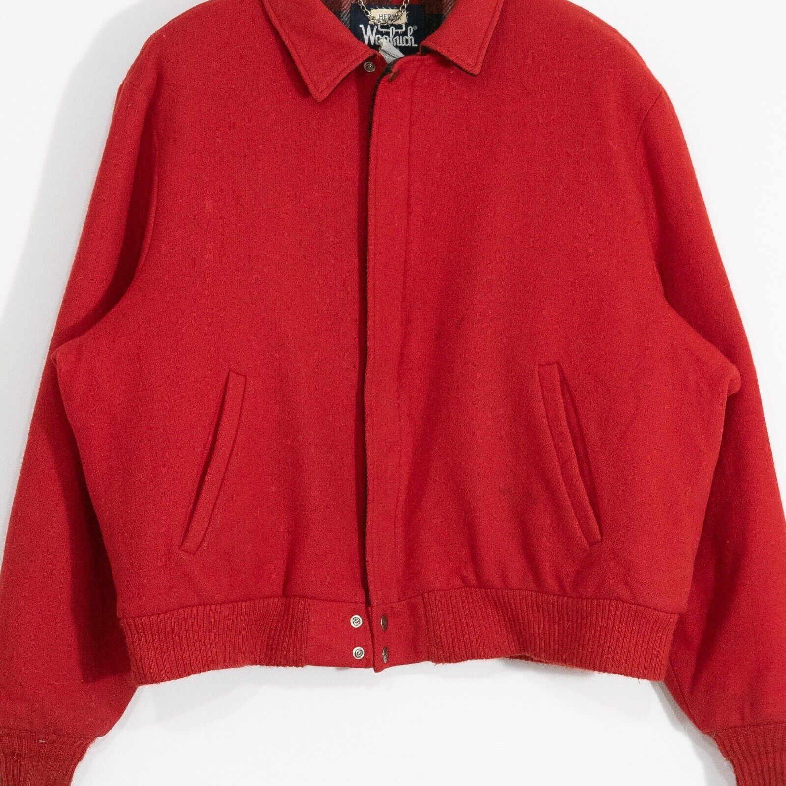 Vintage Vintage 80s Woolrich Bomber Jacket Mens XL Red Wool Flannel Size US XL / EU 56 / 4 - 2 Preview
