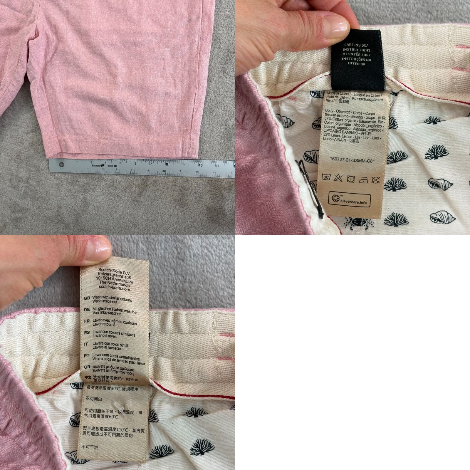Scotch & Soda Scotch & Soda Fave Linen Blend Shorts Men 29 Elastic Waist Drawcord Pink Chino Pocket Shorts 8in Inseam Regular Fit Varsity Preppy NWT Size US 29 - 8 Thumbnail