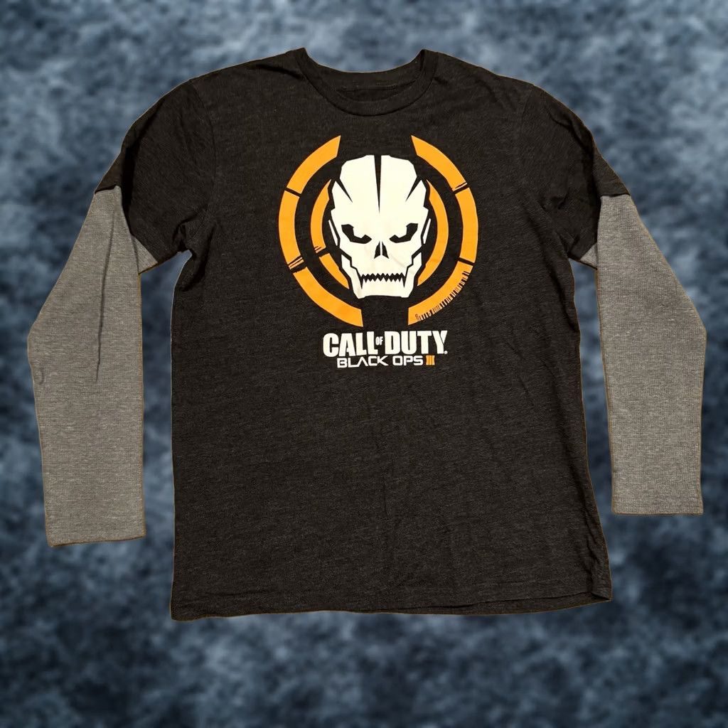 Vintage Call Of Duty Black Ops 3 Graphic Tee Men’s M Long Sleeve Skull Shirt Gray 2015 Activision Logo Crew Neck Video Games Shirt Mens Size US M / EU 48-50 / 2 - 1 Thumbnail