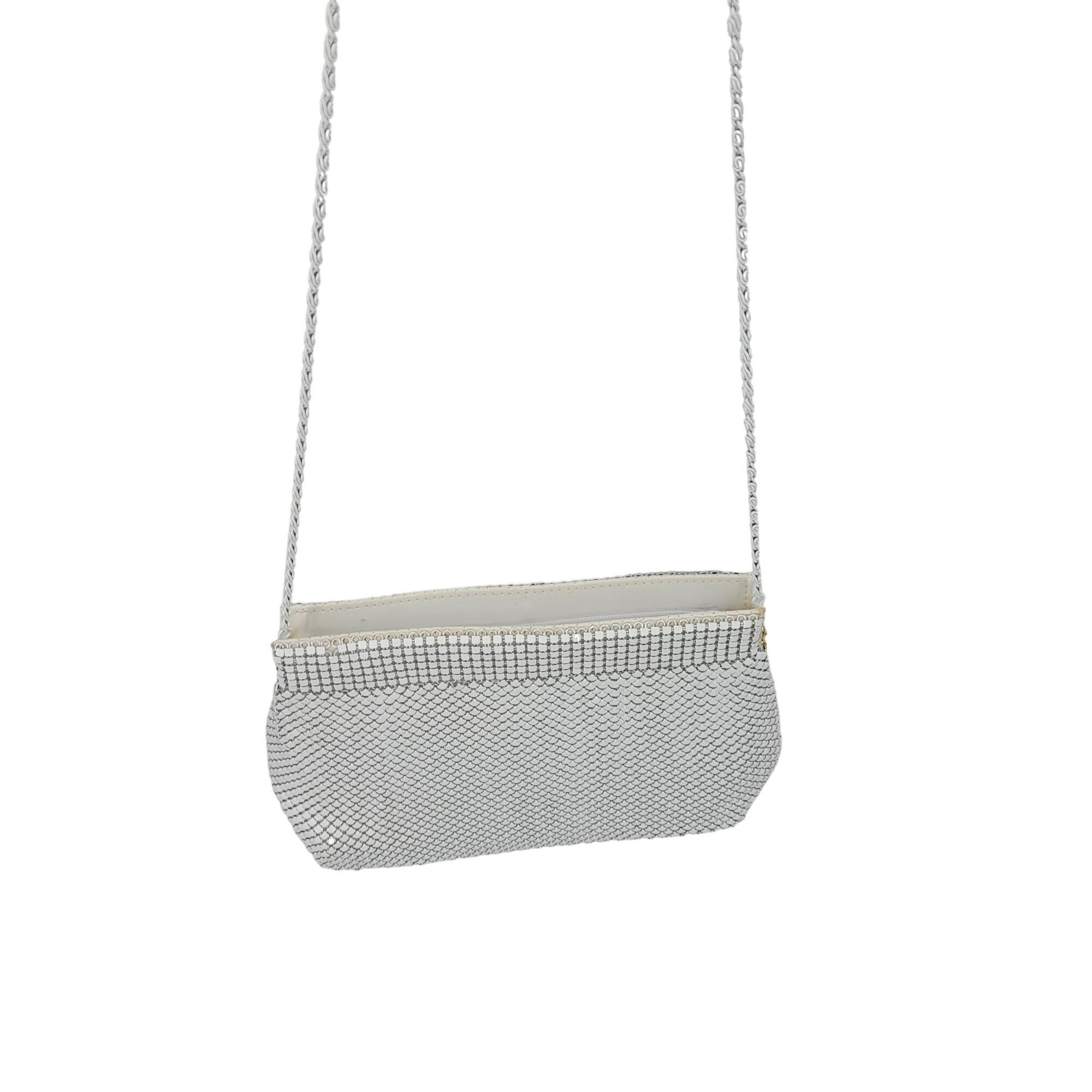 Vintage Vintage 80s White Metal Mesh Evening Bag Crossbody Chain Sho Size ONE SIZE - 9 Thumbnail