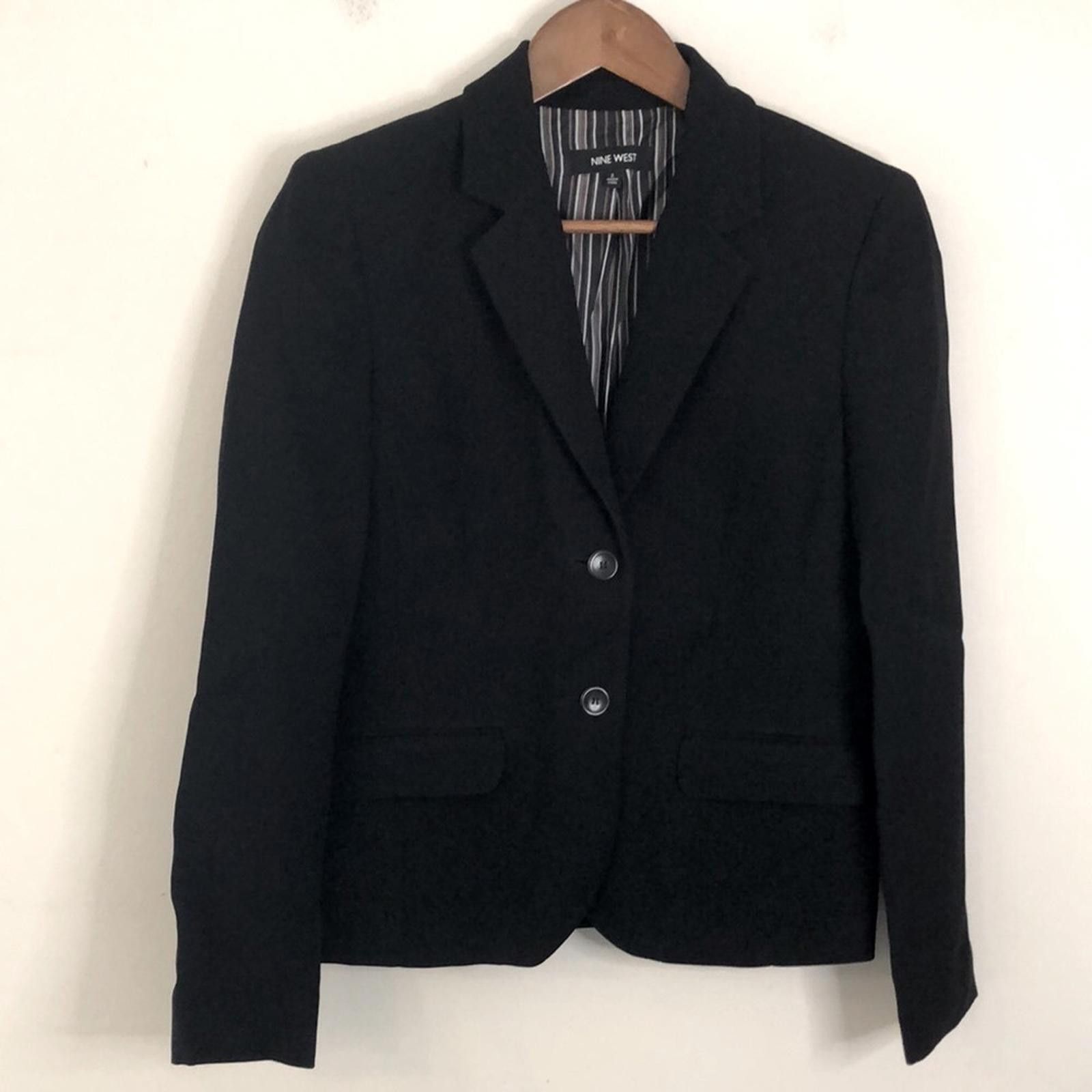 Nine West Nine West Black Blazer striped lined V neck button up SZ 2 Size XS / US 0-2 / IT 36-38 - 6 Thumbnail