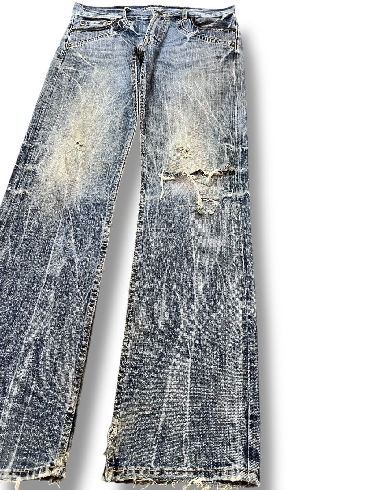 VILLAND Vintage Villand Whiskering Faded Distressed Denim Size US 33 - 4 Thumbnail